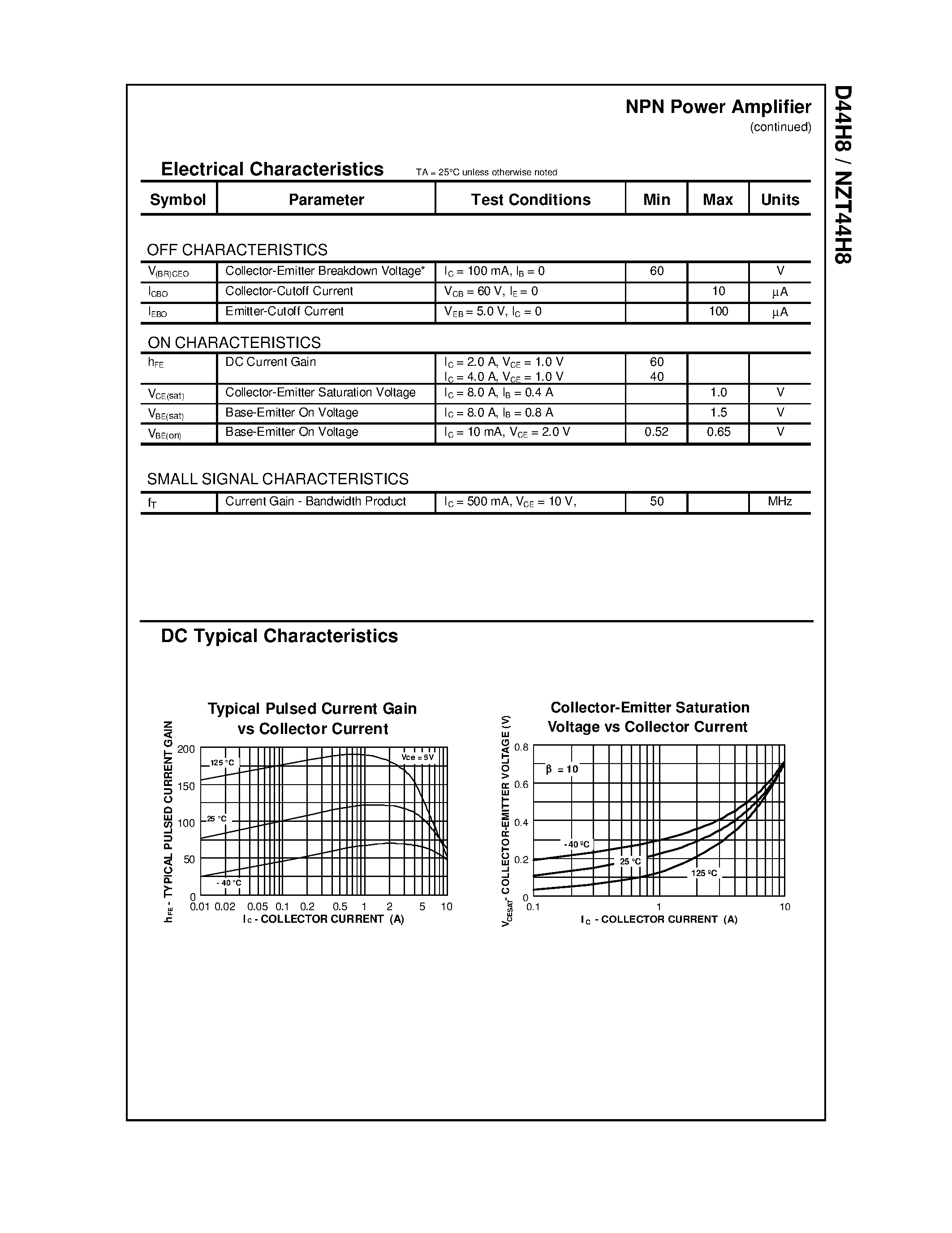 Datasheet NZT44H8 - NPN Power Amplifier page 2