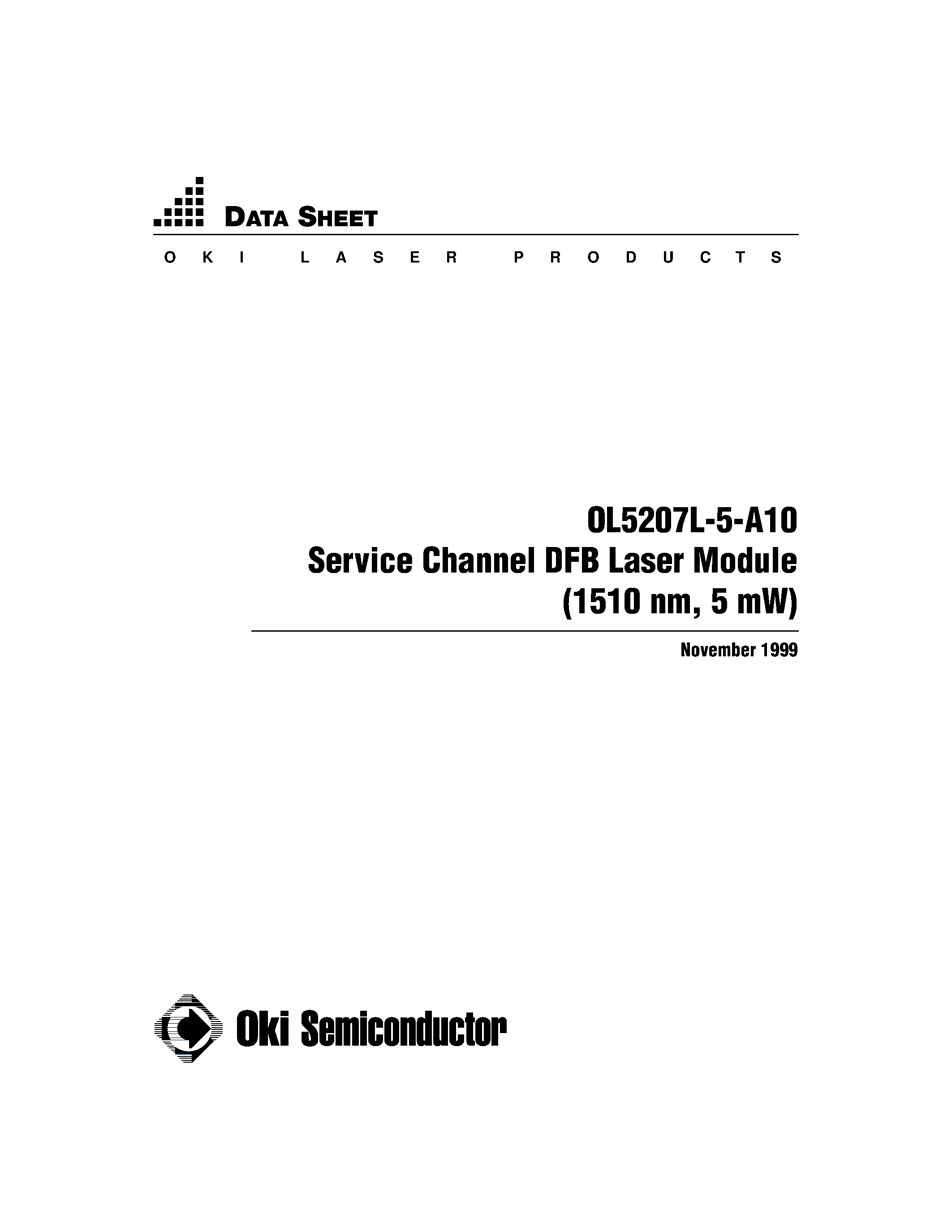 Даташит OL5207L-5-A10 - Service Channel DFB Laser Module (1510 nm / 5 mW) страница 1