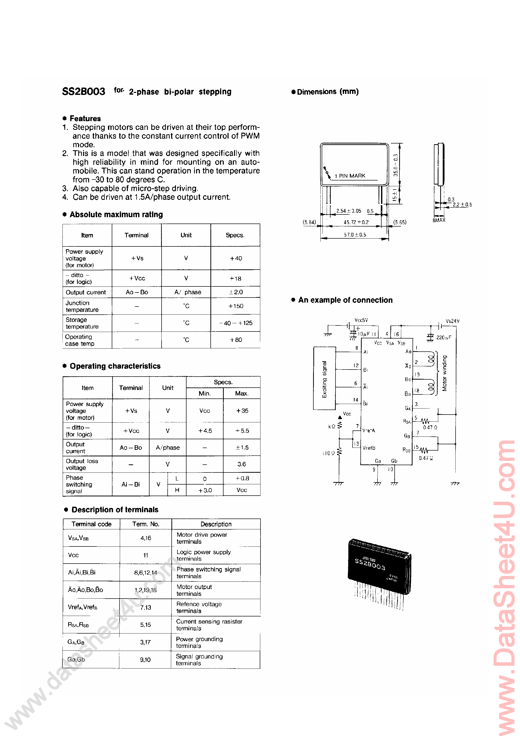 Datasheet SS2B003 - 2-Phase Bi-Polar Stepping page 1