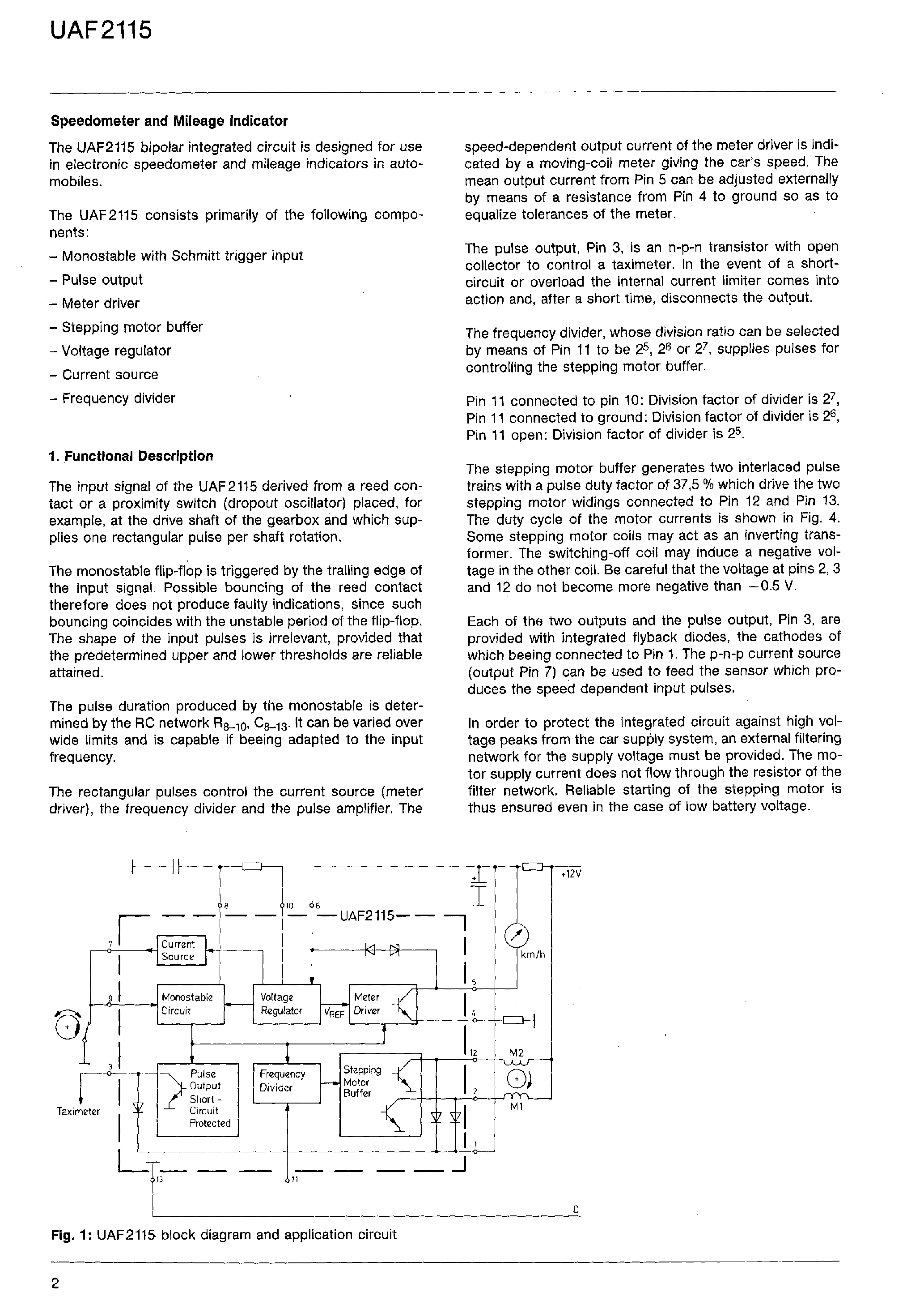 Datasheet UAF2115 - Speedometer and Mileage Indicator page 2