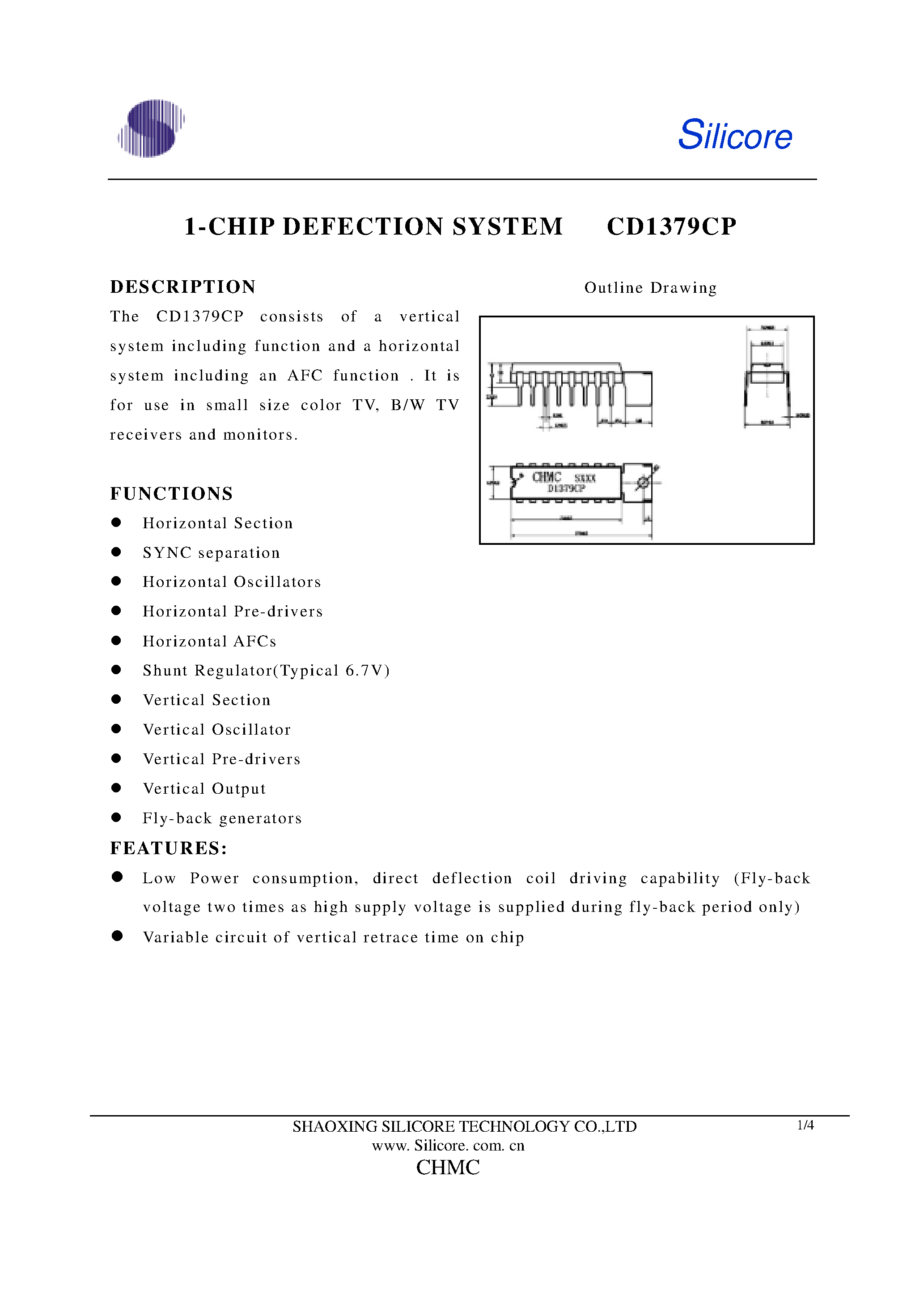 Даташит CD1379CP - 1-Chip Defection System страница 1