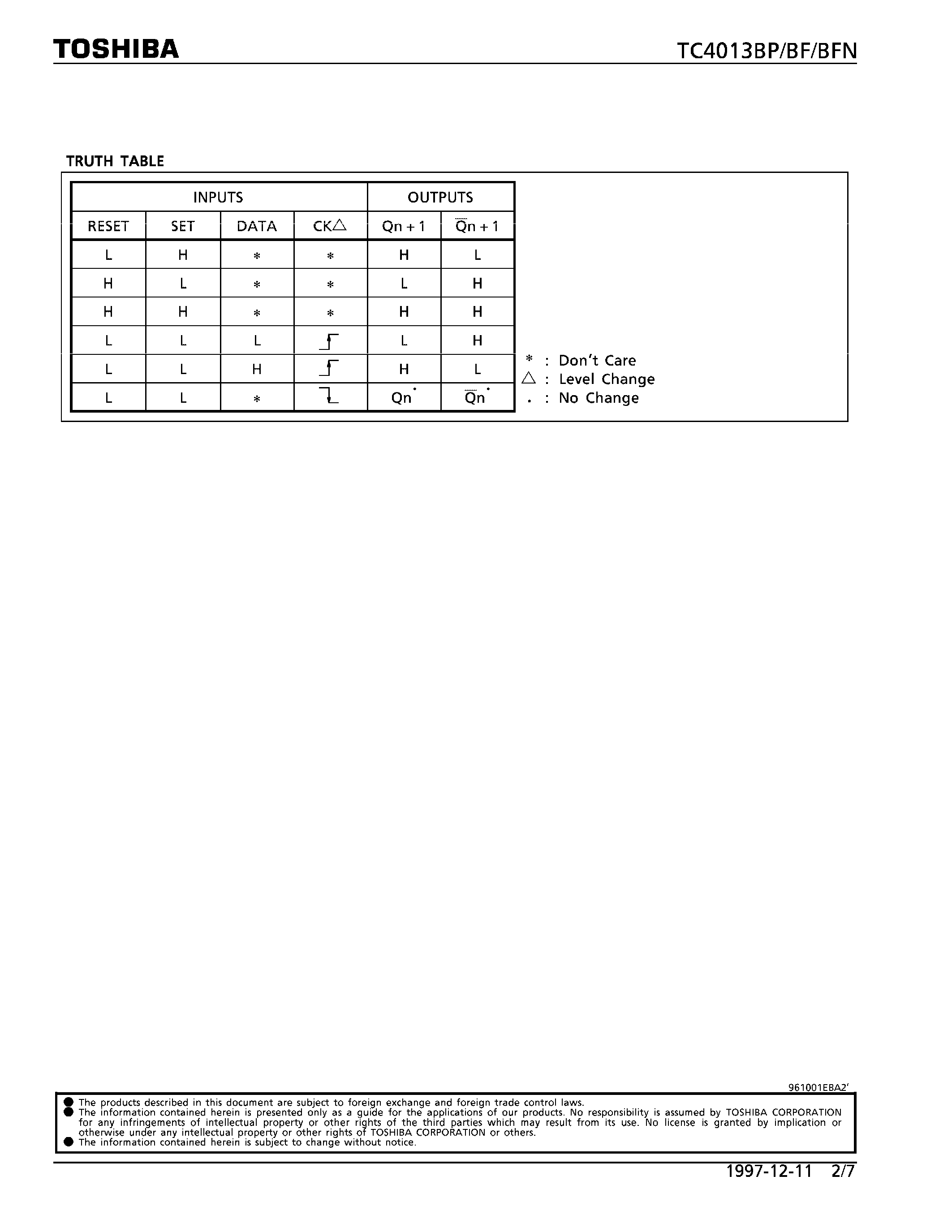 Datasheet TC4013 - DUAL D-TYPE FLIP-FLOP page 2