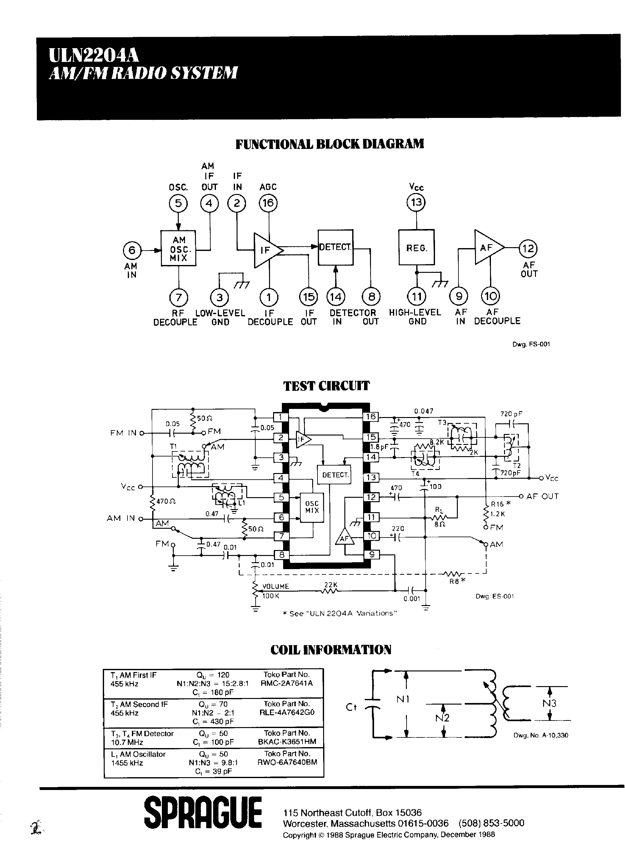 Datasheet ULN2204A - IF-Tuning-Signal Processing Circuit - 1.40 - 1.75V AM/2.20 - 2.65V FM out page 2