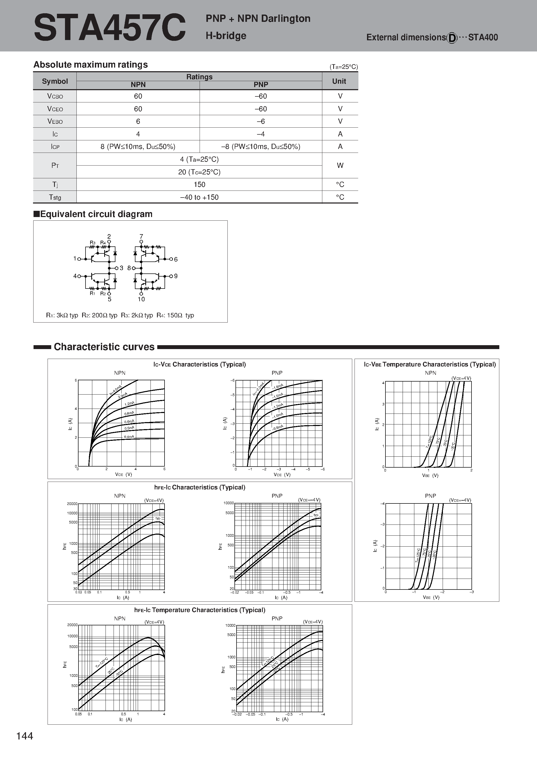 Datasheet STA457C - PNP+NPN H-bridge page 1