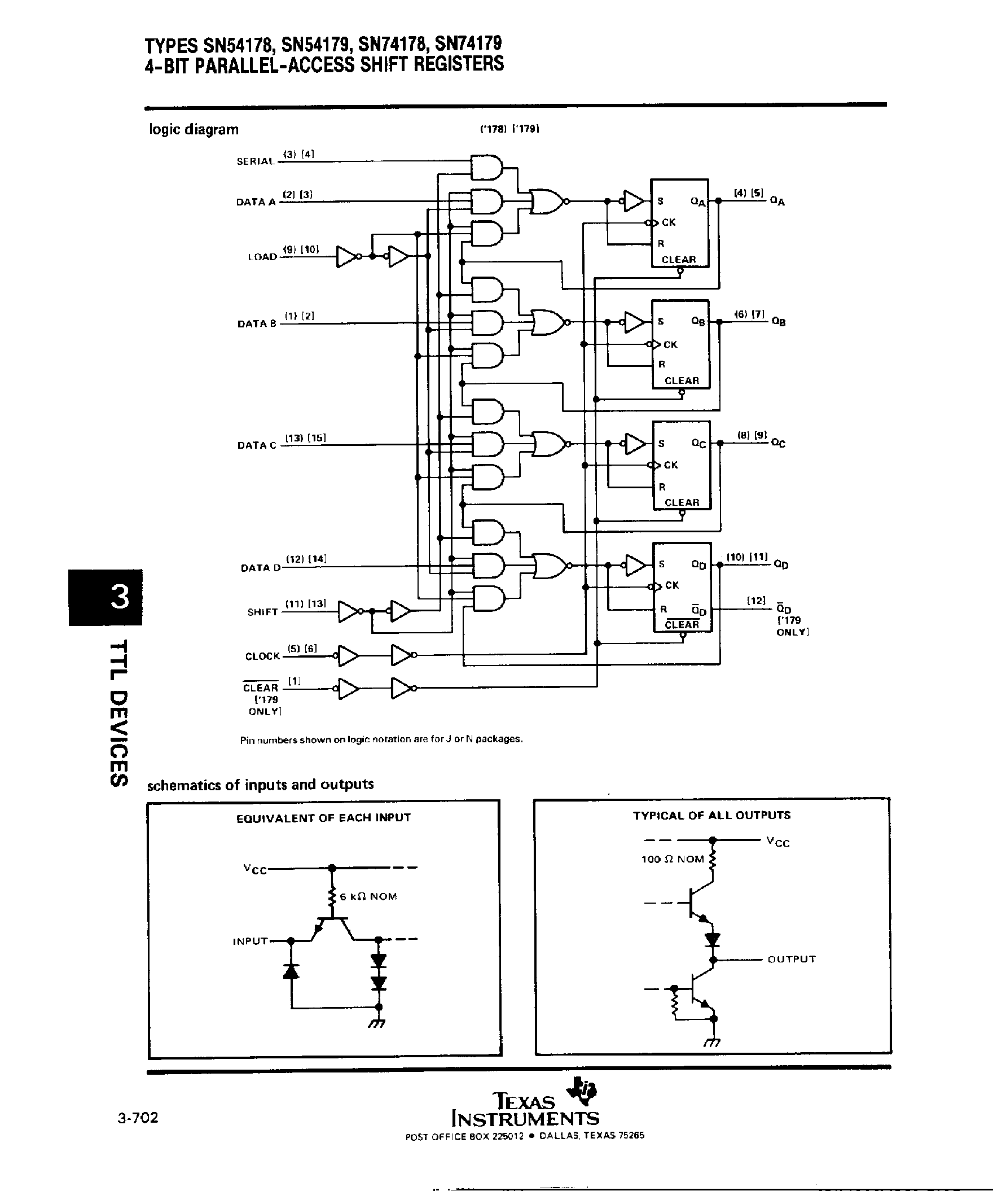 Datasheet SN74179 - 4 Bit Parallel Access Shift Registers page 2