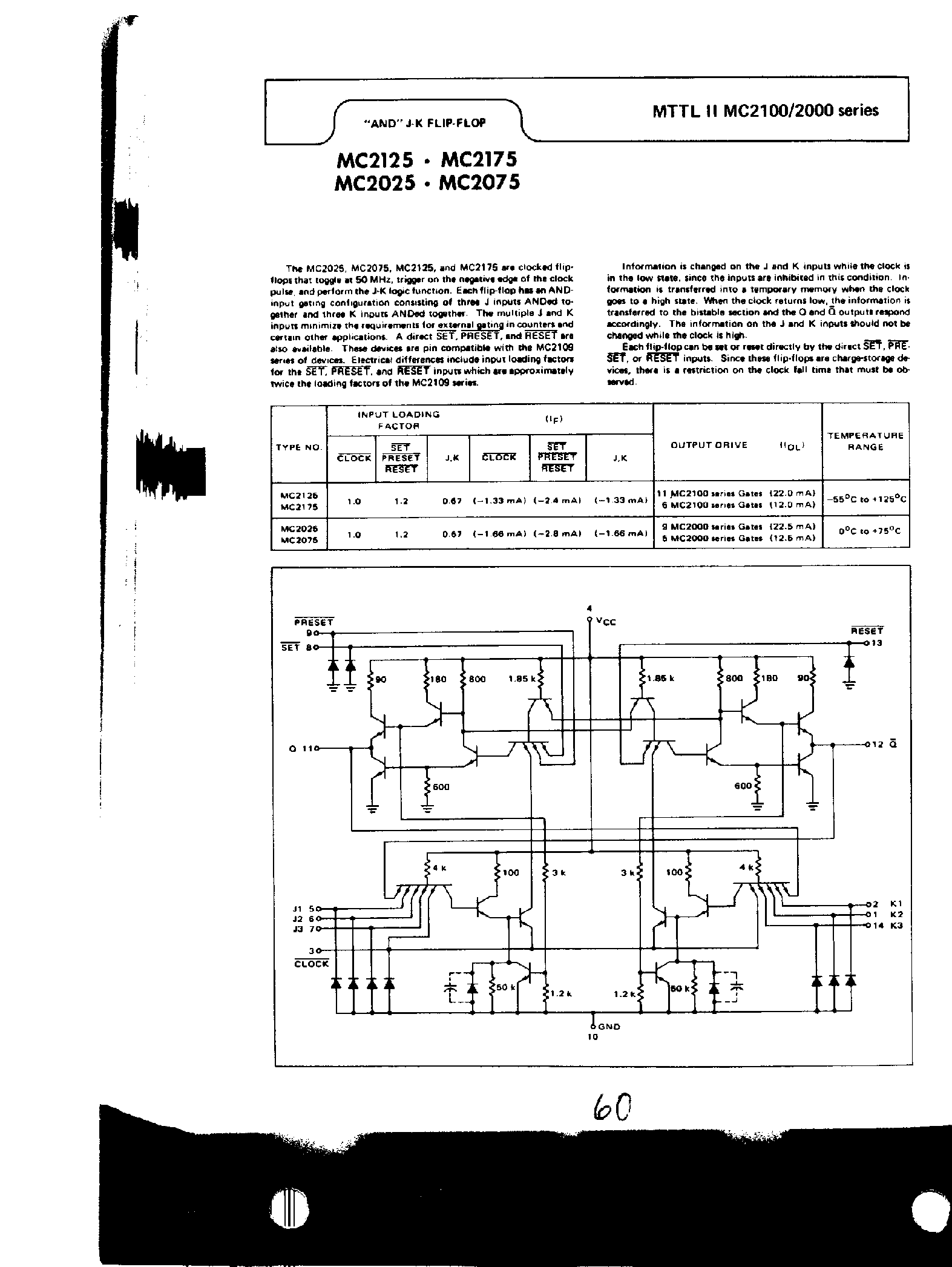 Datasheet MC2125 - AND J-K F-F page 1