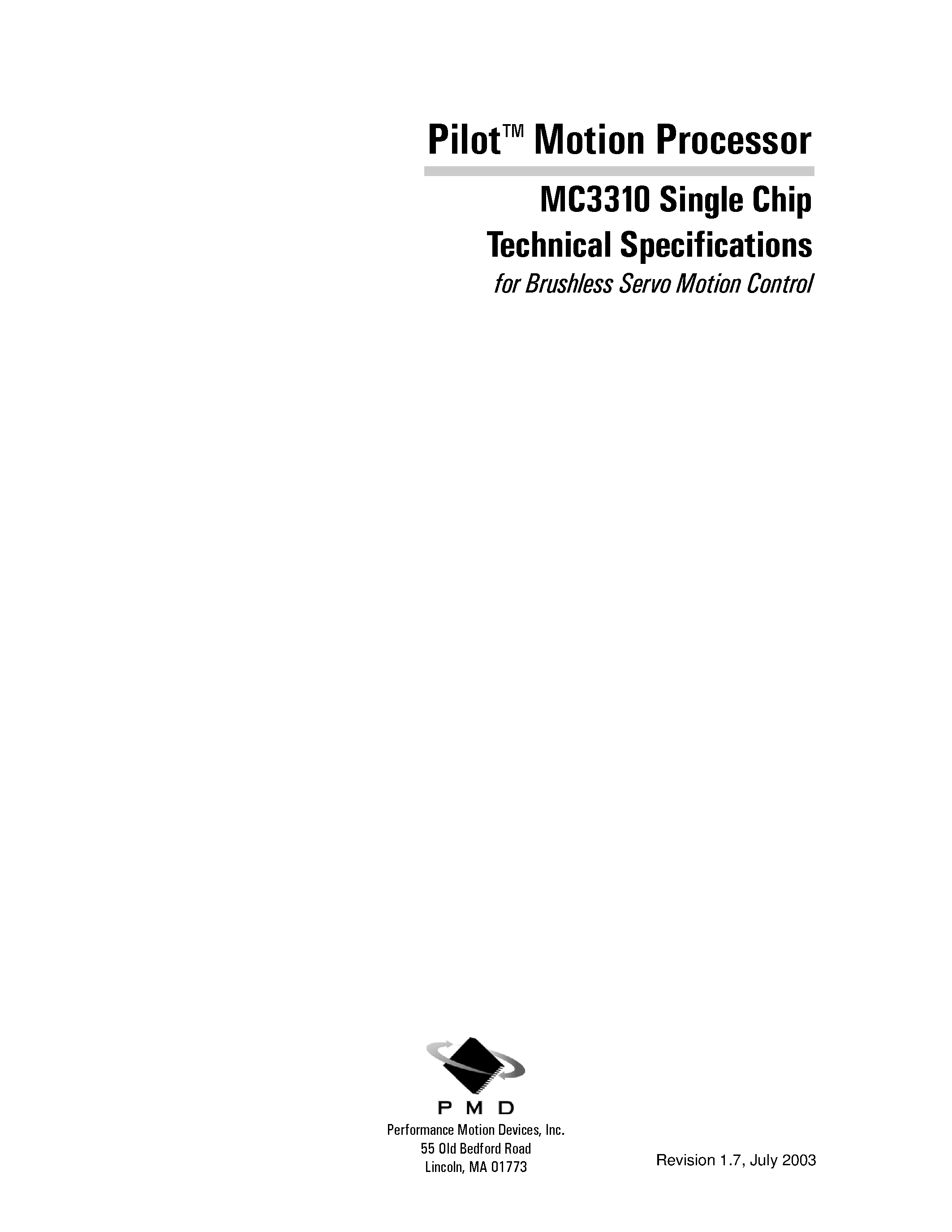 Даташит MC3310 - Motion Processor страница 1