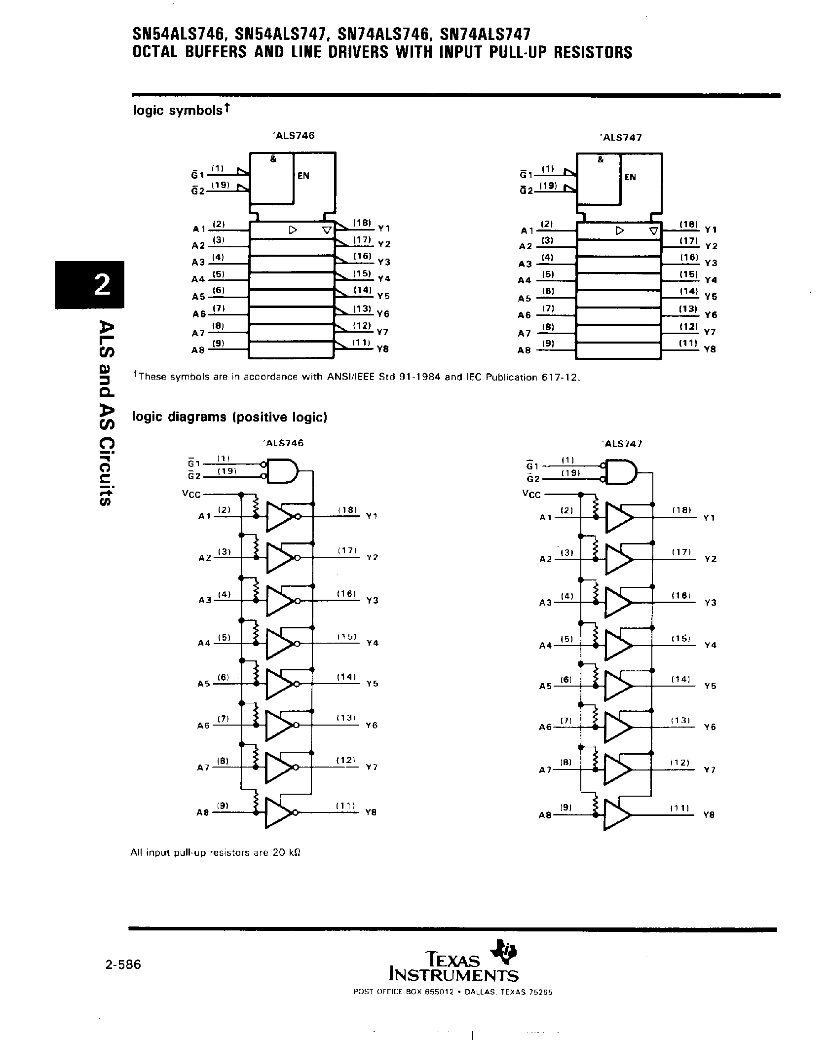 Datasheet SN74ALS747 - (SN74ALS746) Octal Buffers and Line Drivers with Input Pull-Up Registers page 2