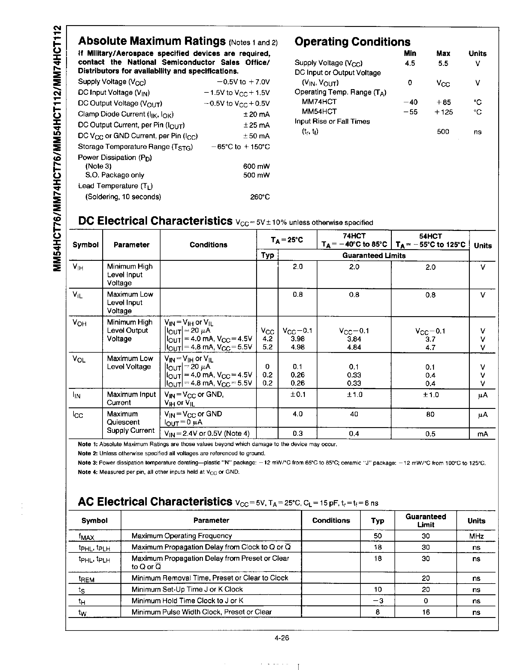 Datasheet MM74HCT76 - Dual J-K F-F page 2