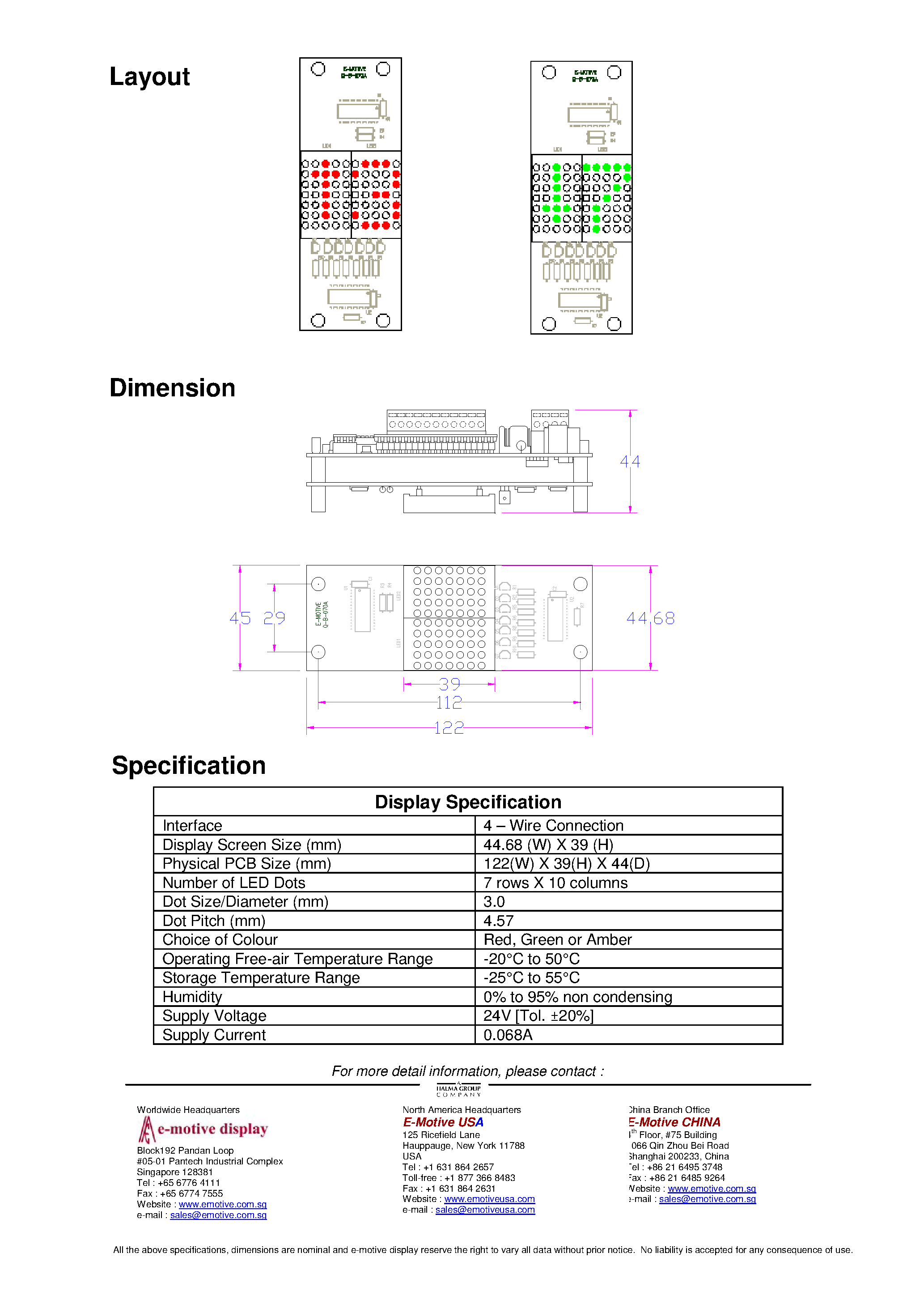 Datasheet CD3010 - Compact LED Dot Matrix Display Series page 2