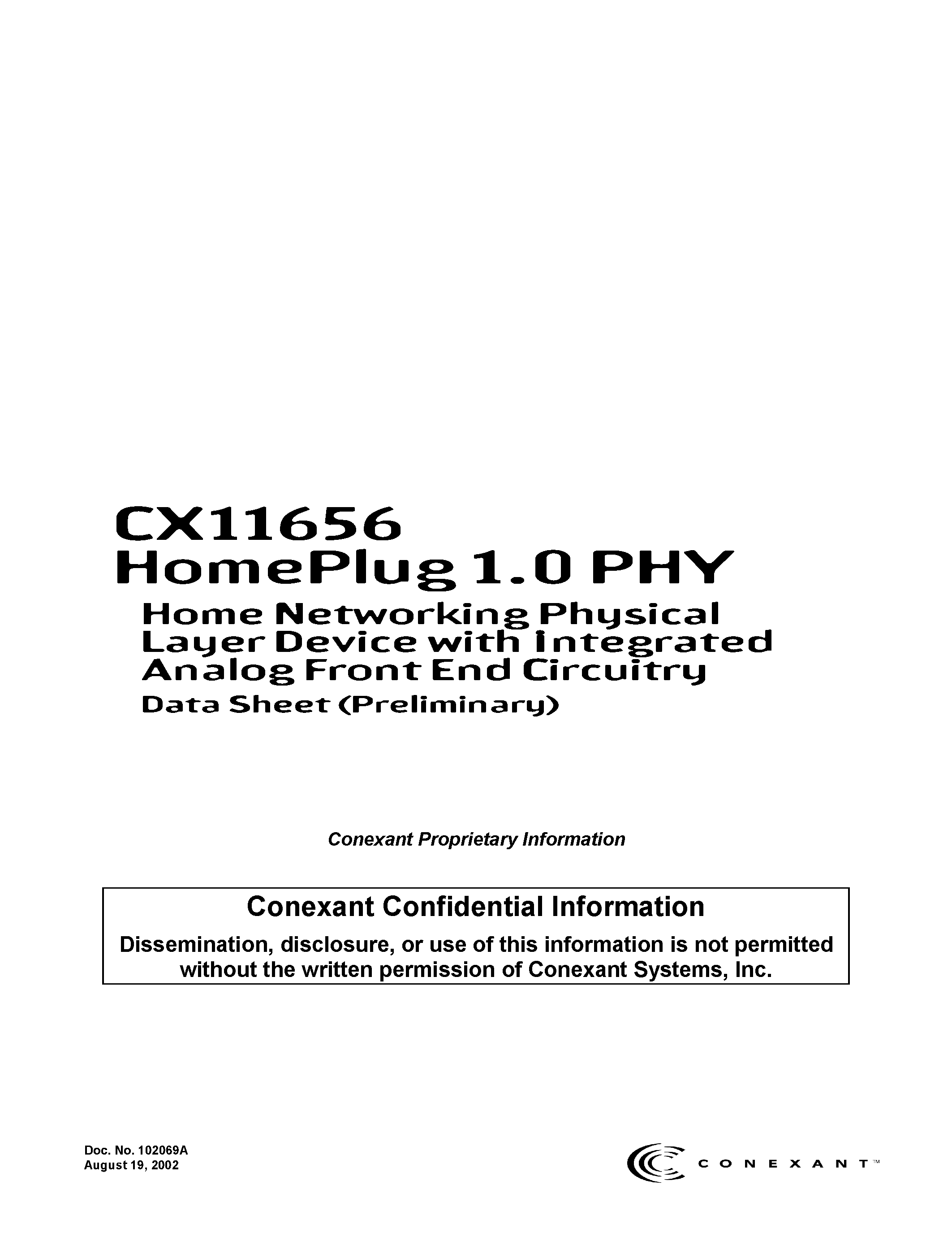 Даташит CX11656 - Home Networking Physical Layer Device страница 1