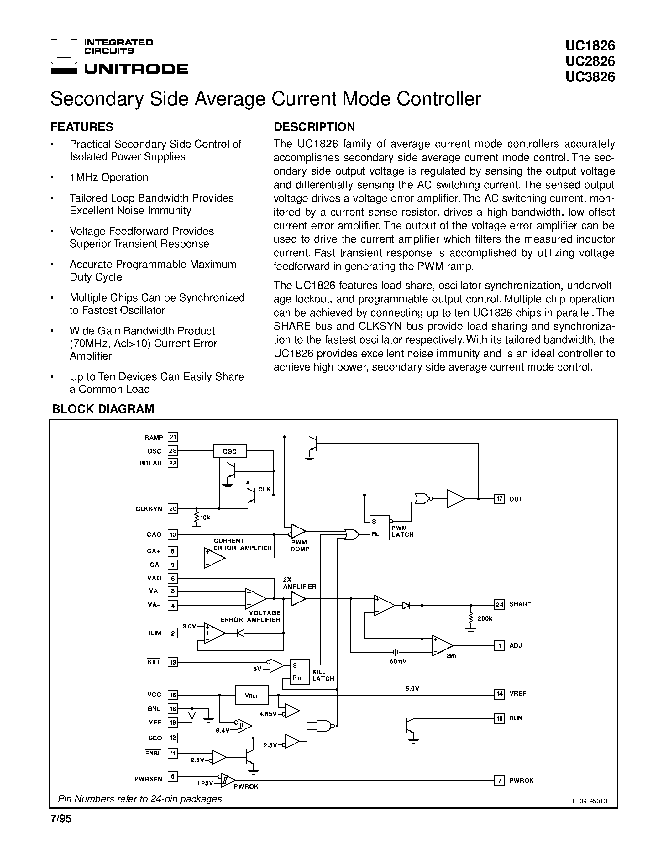 Datasheet UC2826 - Secondary Side Average Current Mode Controller page 1