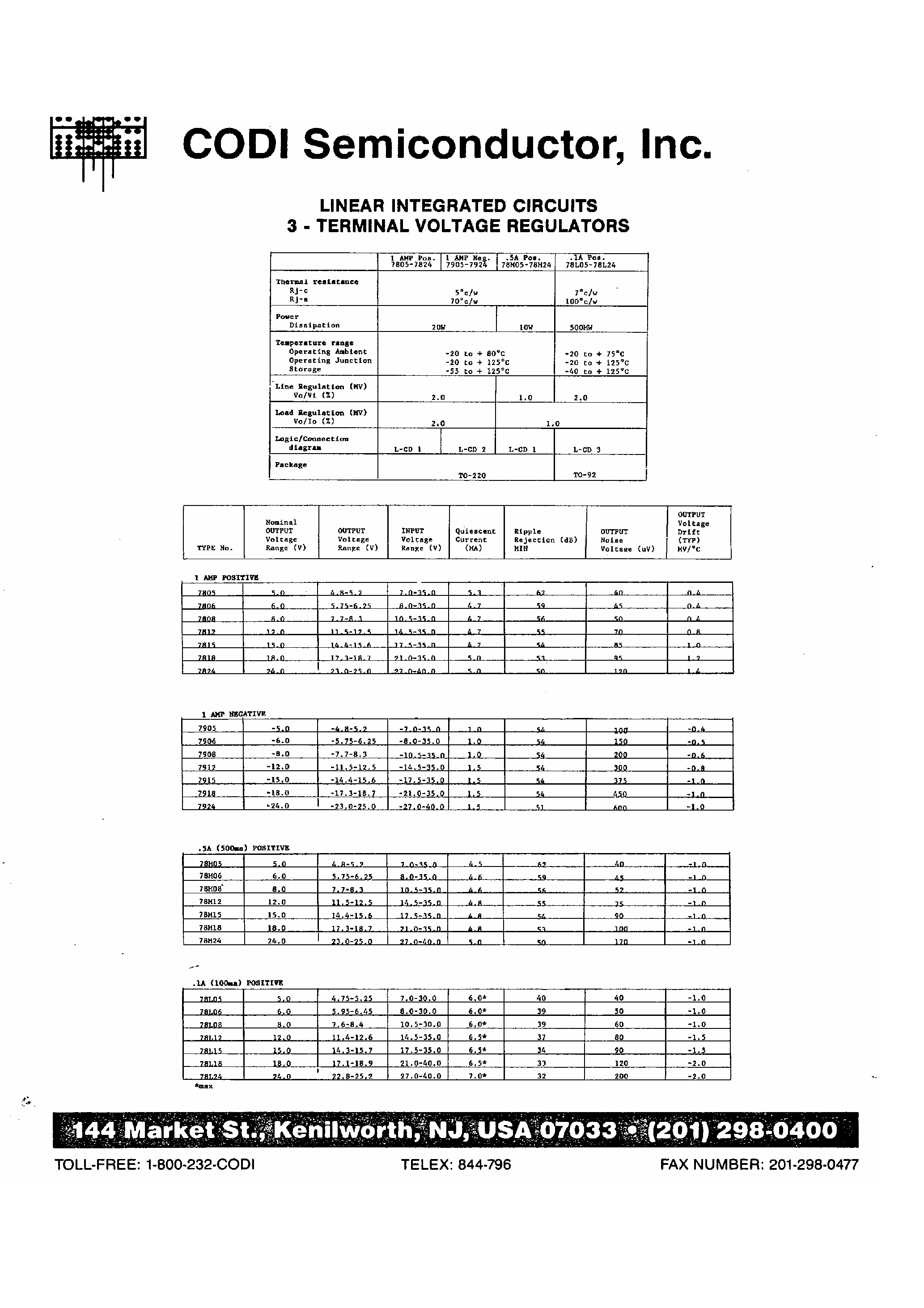 Даташит 7905 - 3 terminal voltage regulators страница 2
