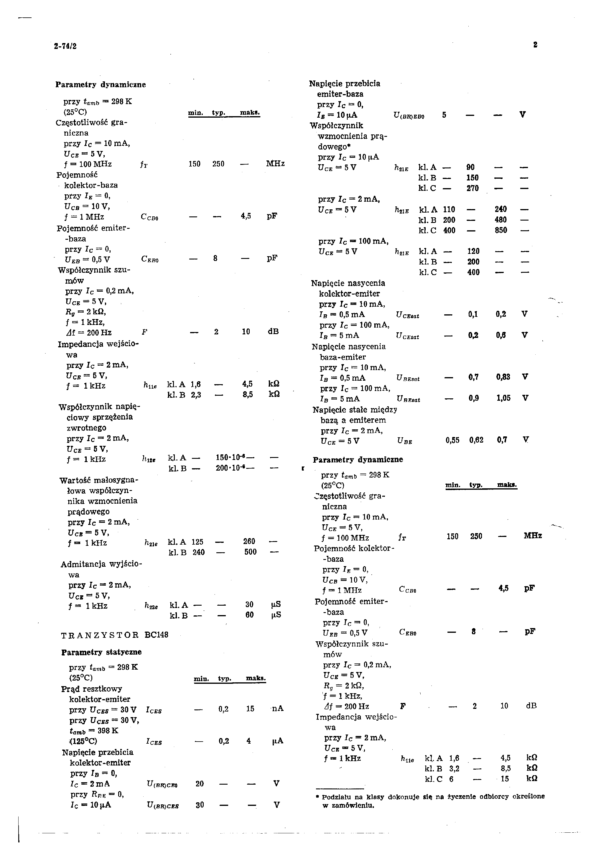 Datasheet BC147 - (BC148 / BC149) TRANZYSTORY NPN page 2