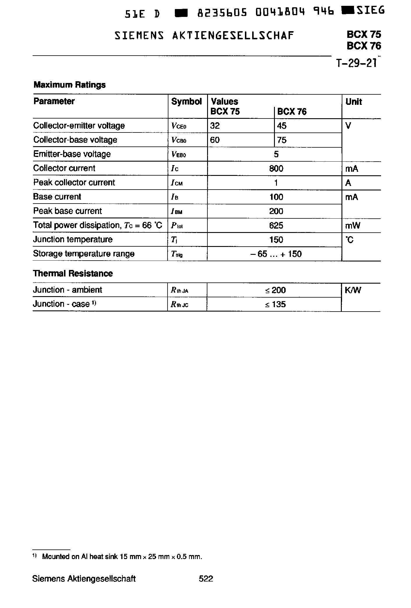 Datasheet BCX76 - PNP Silicon AF Transistors page 2