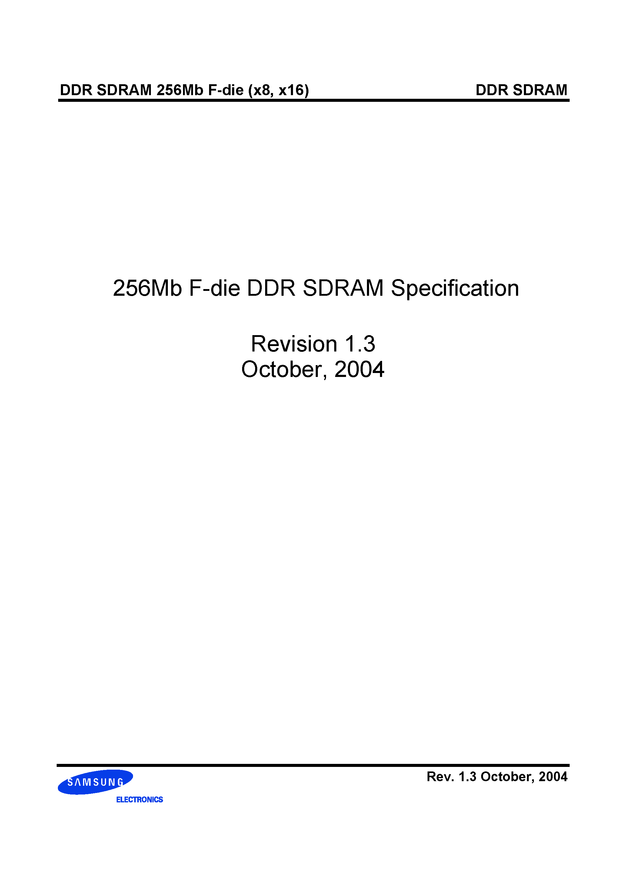 Datasheet K4H561638F - 256Mb F-die DDR SDRAM Specification page 1
