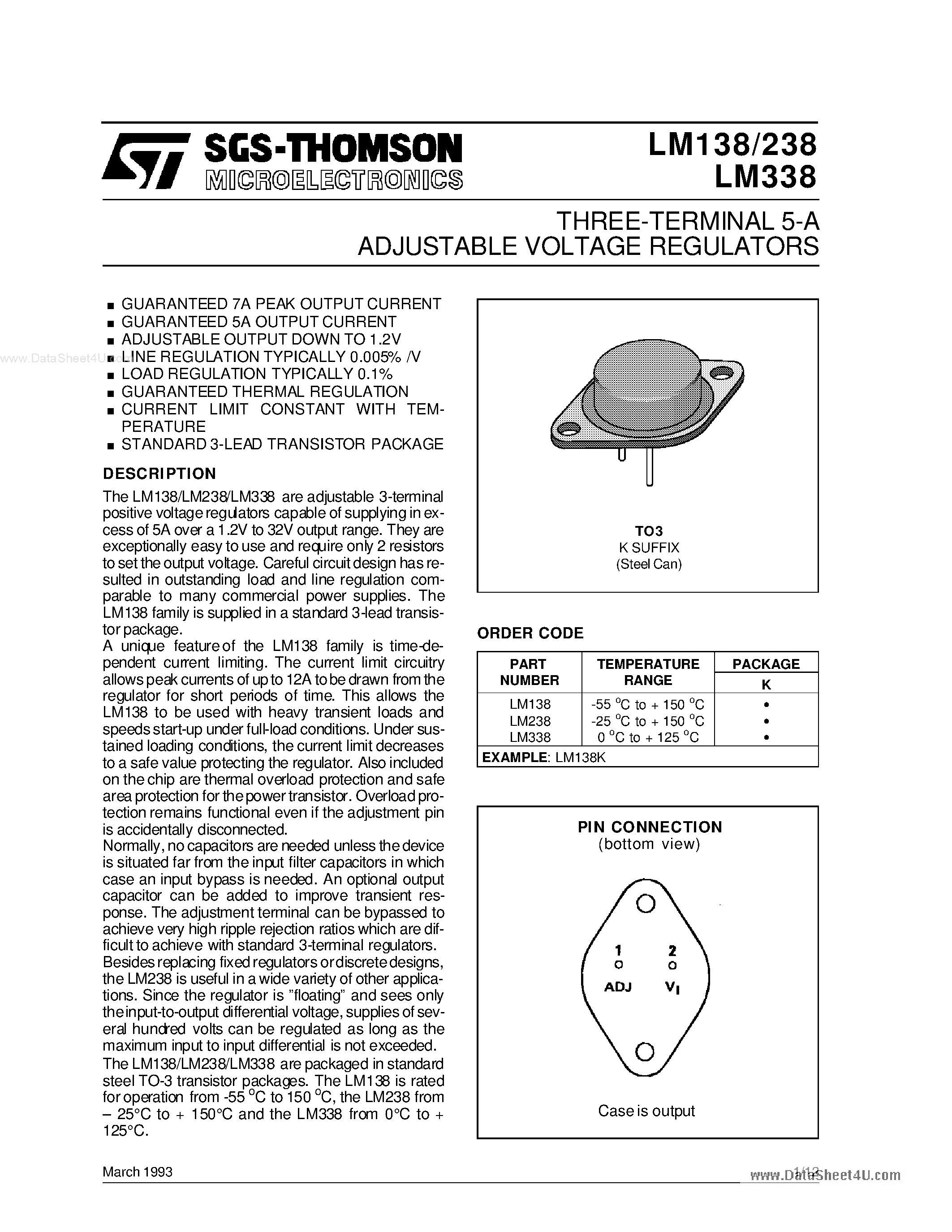 Datasheet LM-338K - Search ---> LM338K page 1