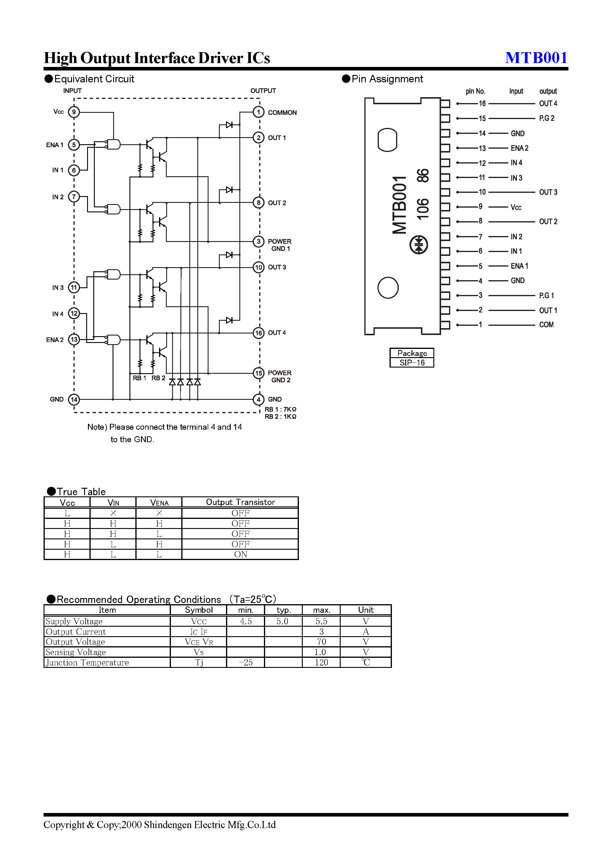 Datasheet MTB001 - High Output Interface Driver ICs page 2