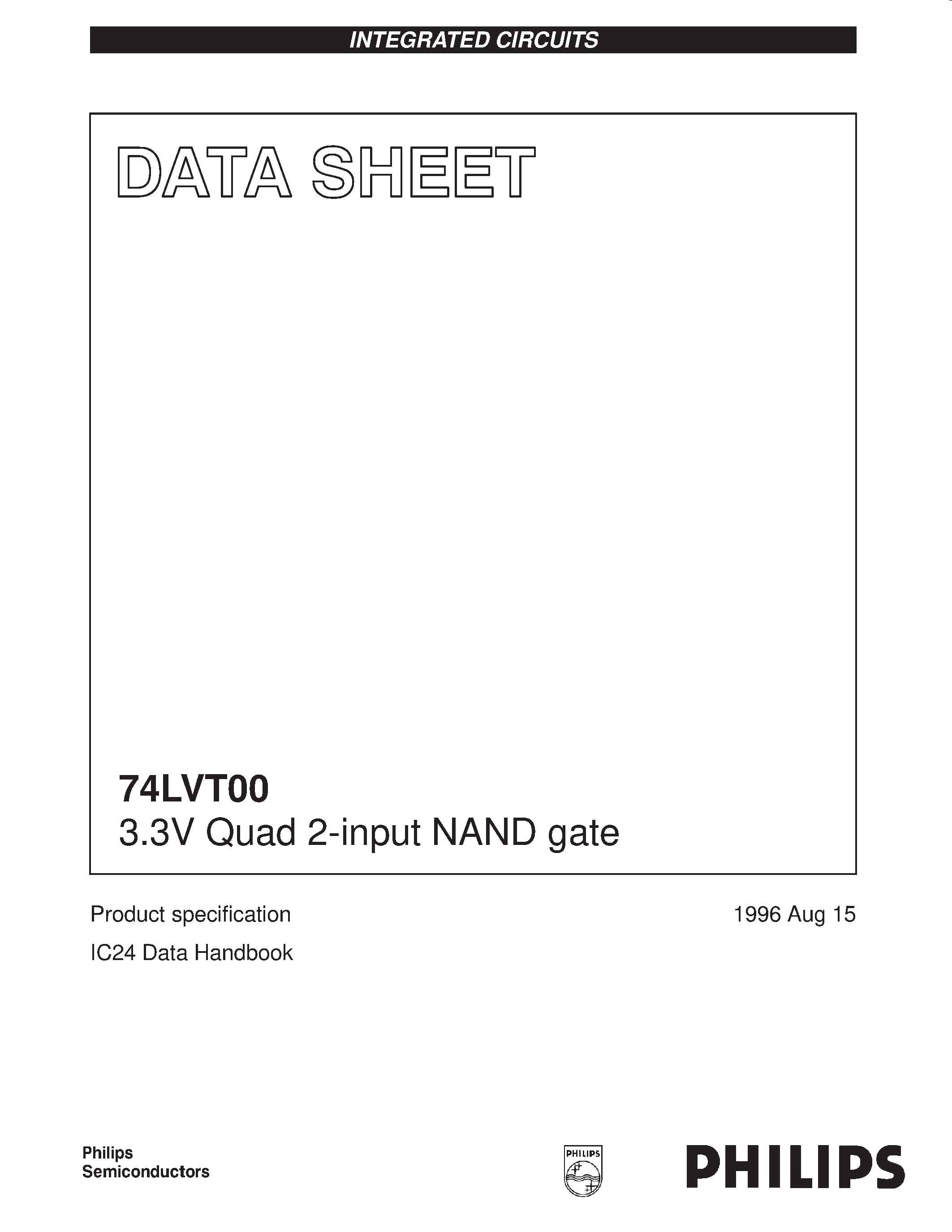 Даташит 74LVT00 - 3.3V Quad 2-input NAND gate страница 1