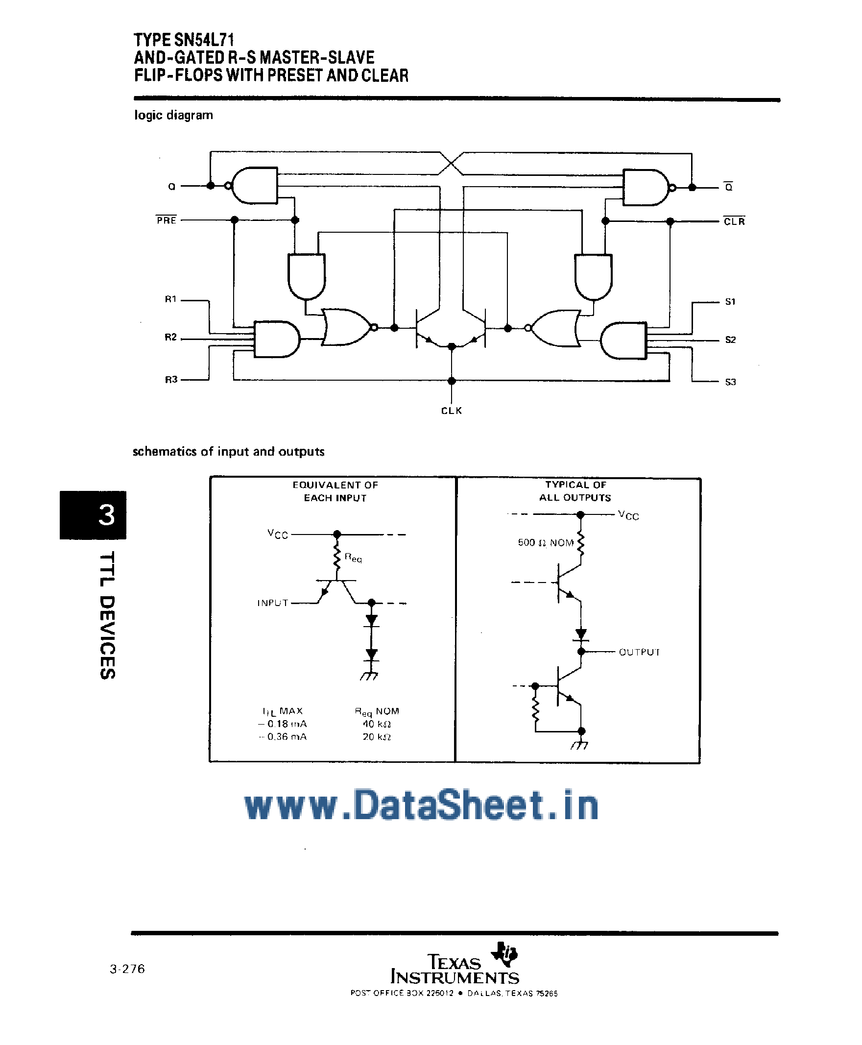 Datasheet SN74L71 - AND-Gate R-S Master-Slave F-F page 2