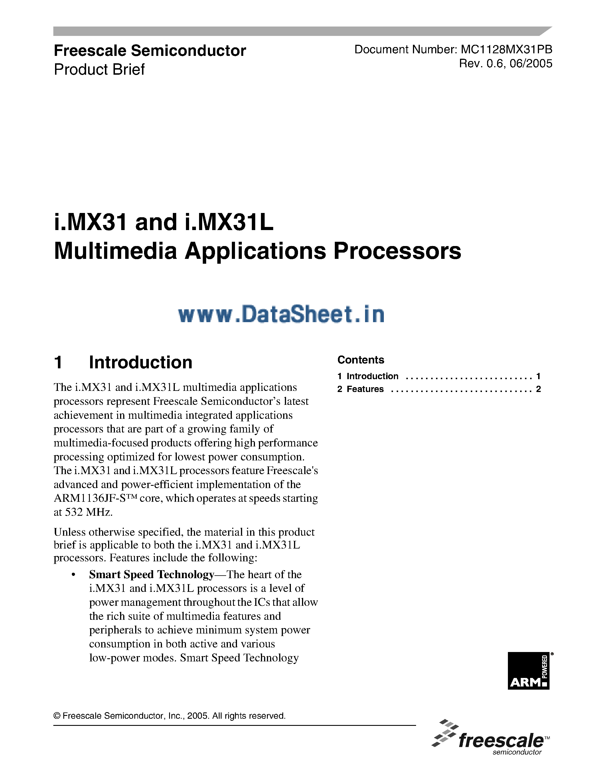 Datasheet I.MX31 - Multimedia Applications Processors page 1
