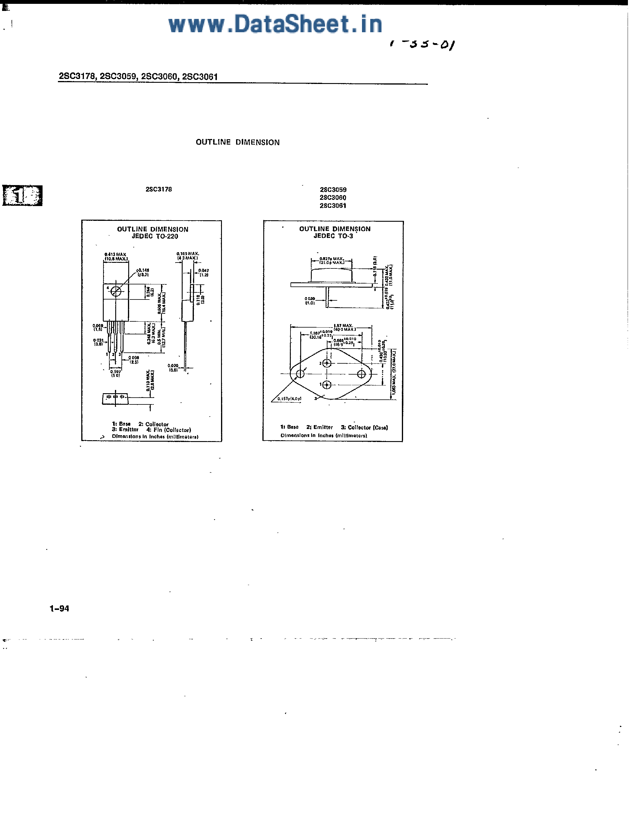 Datasheet 2SC3059 - (2SC3178 / 2SC3059 - 2SC3061) Silicon High Speed Power Transistor page 2