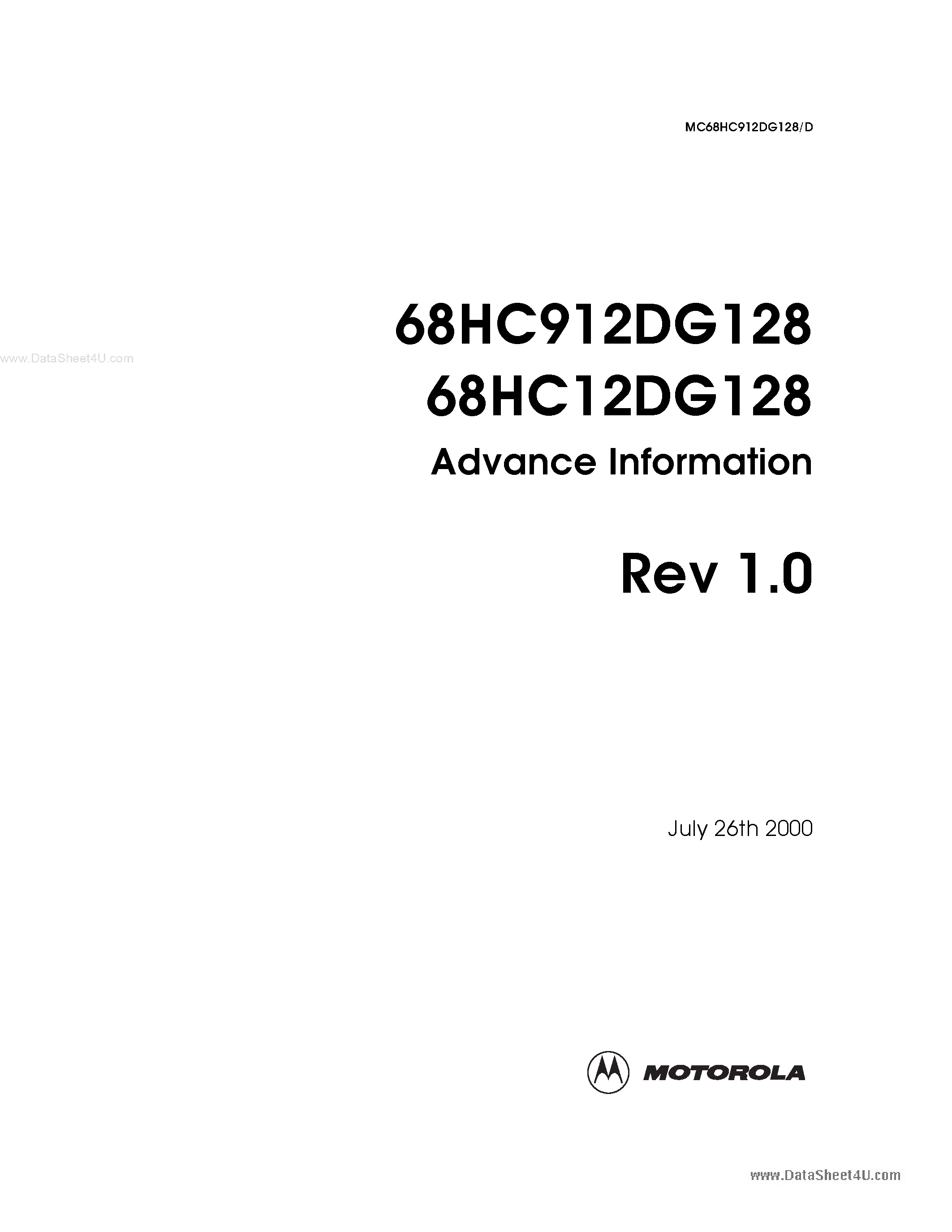 Datasheet 68HC12 - Search ---> MC68HC12 page 1