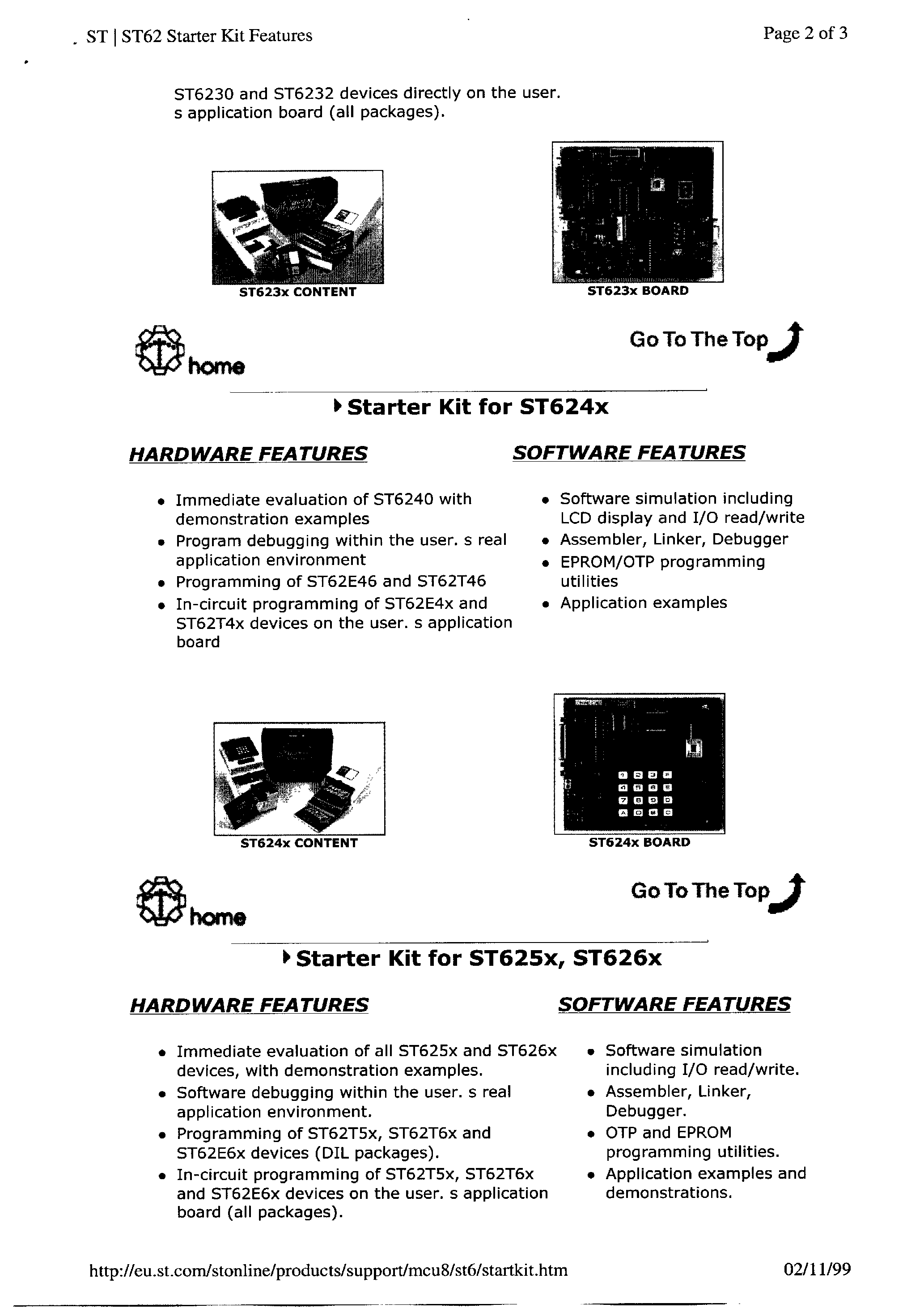 Datasheet ST620x - (ST620x - ST622x) 8/16-Bit Micros page 2
