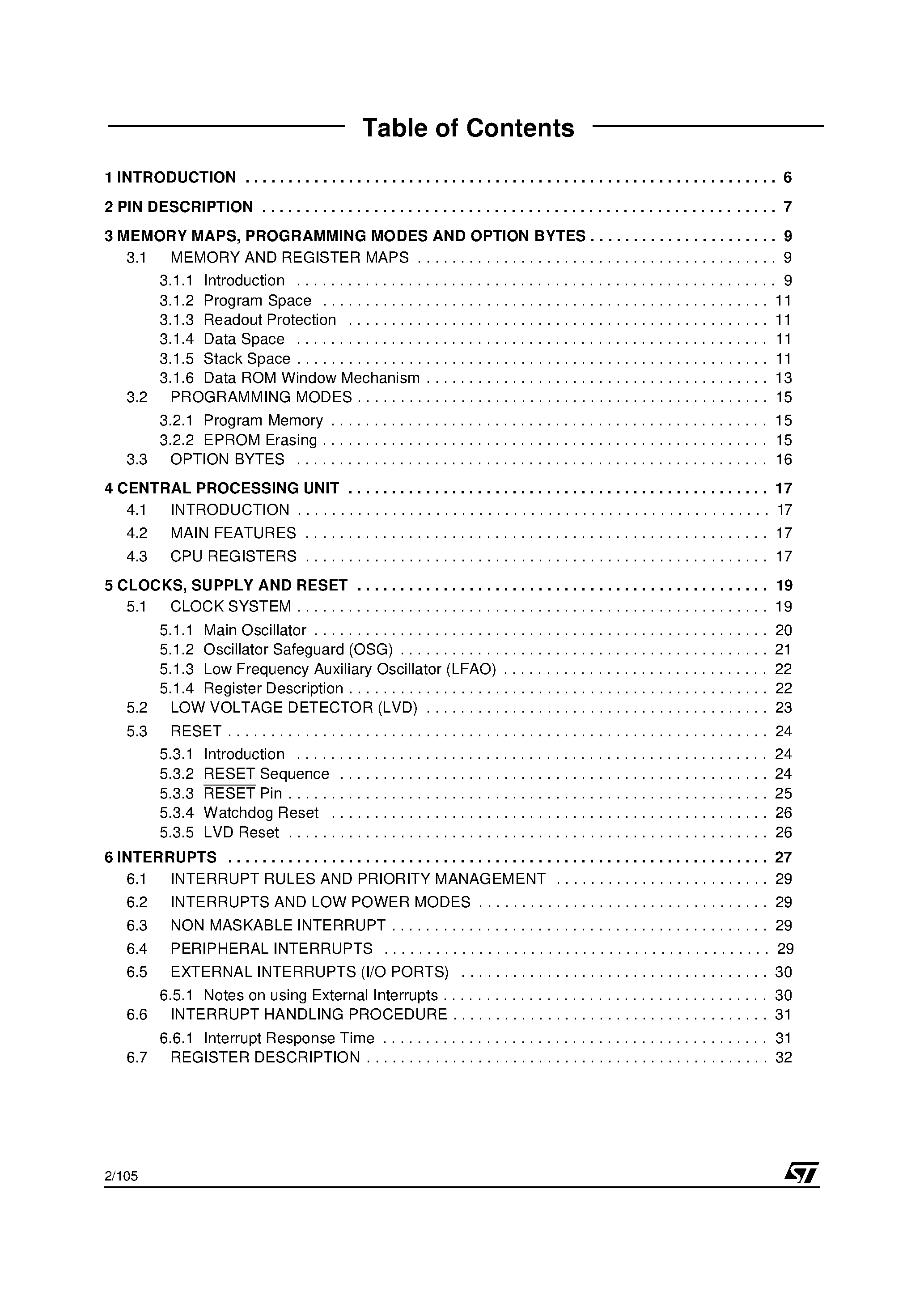 Datasheet ST6215C - (ST6215C / ST6225C) 8-BIT MCUs WITH A/D CONVERTER page 2