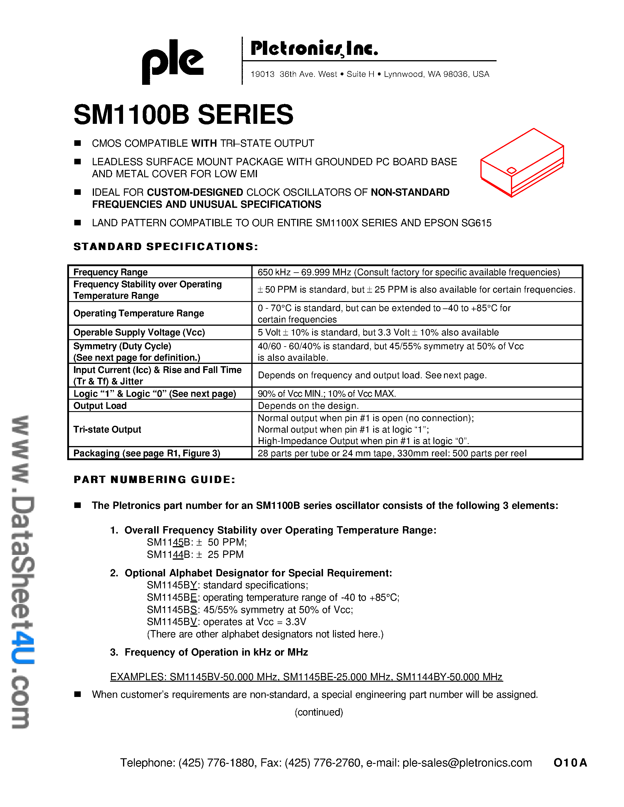 Datasheet SM1145B - CMOS COMPATIBLE WITH TRI-STATE OUTPUT page 1