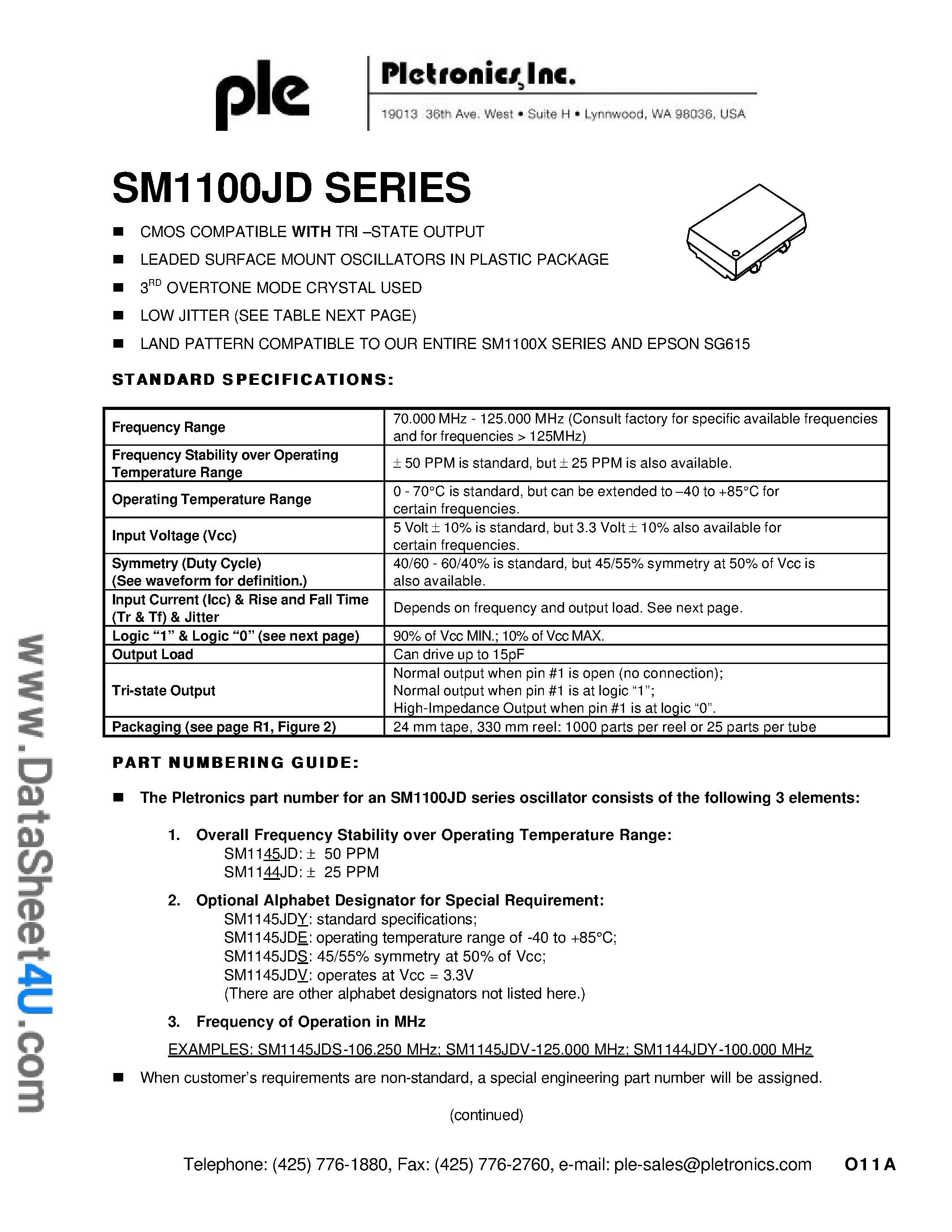 Datasheet SM1145JD - CMOS COMPATIBLE WITH TRI-STATE OUTPUT page 1