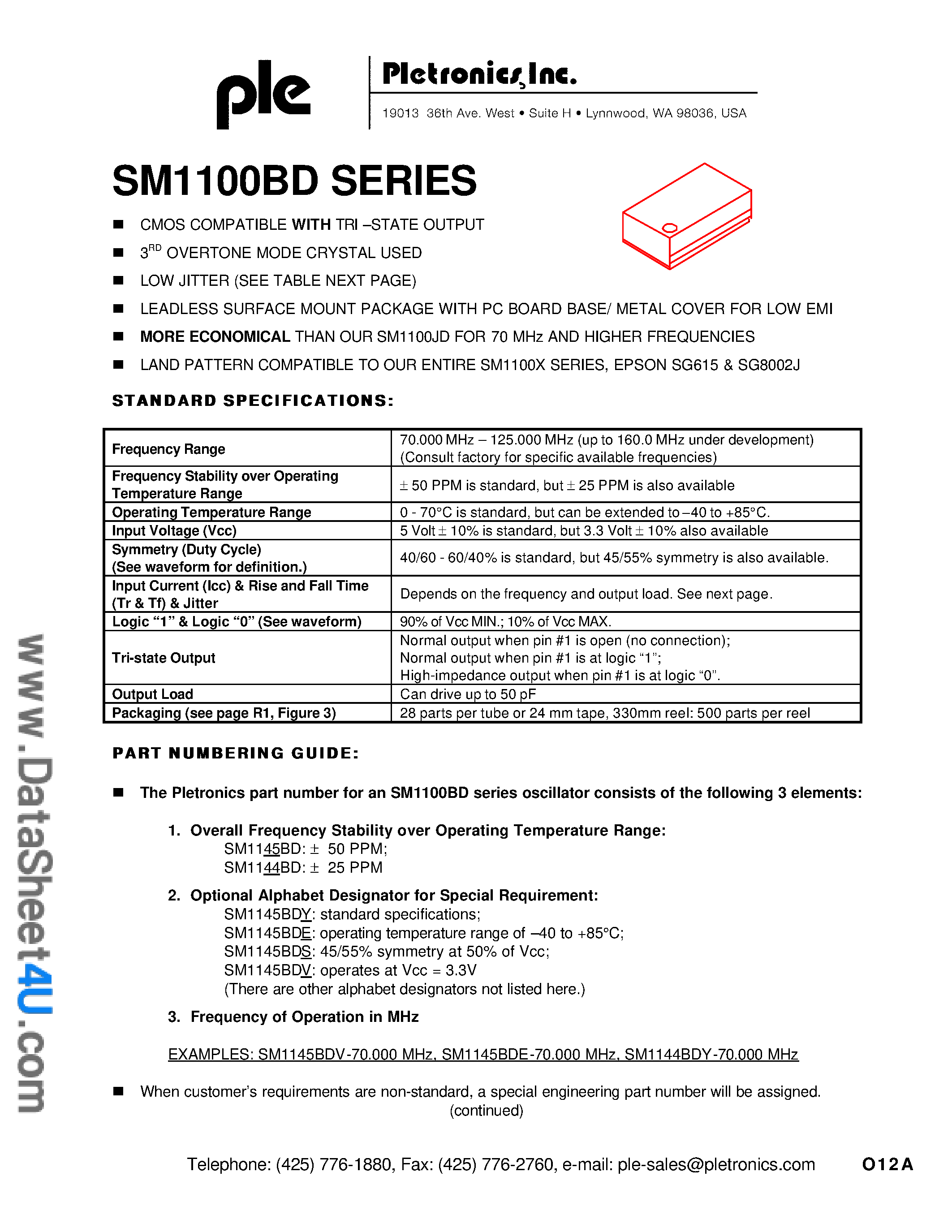Datasheet SM1145BD - CMOS COMPATIBLE WITH TRI-STATE OUTPUT page 1