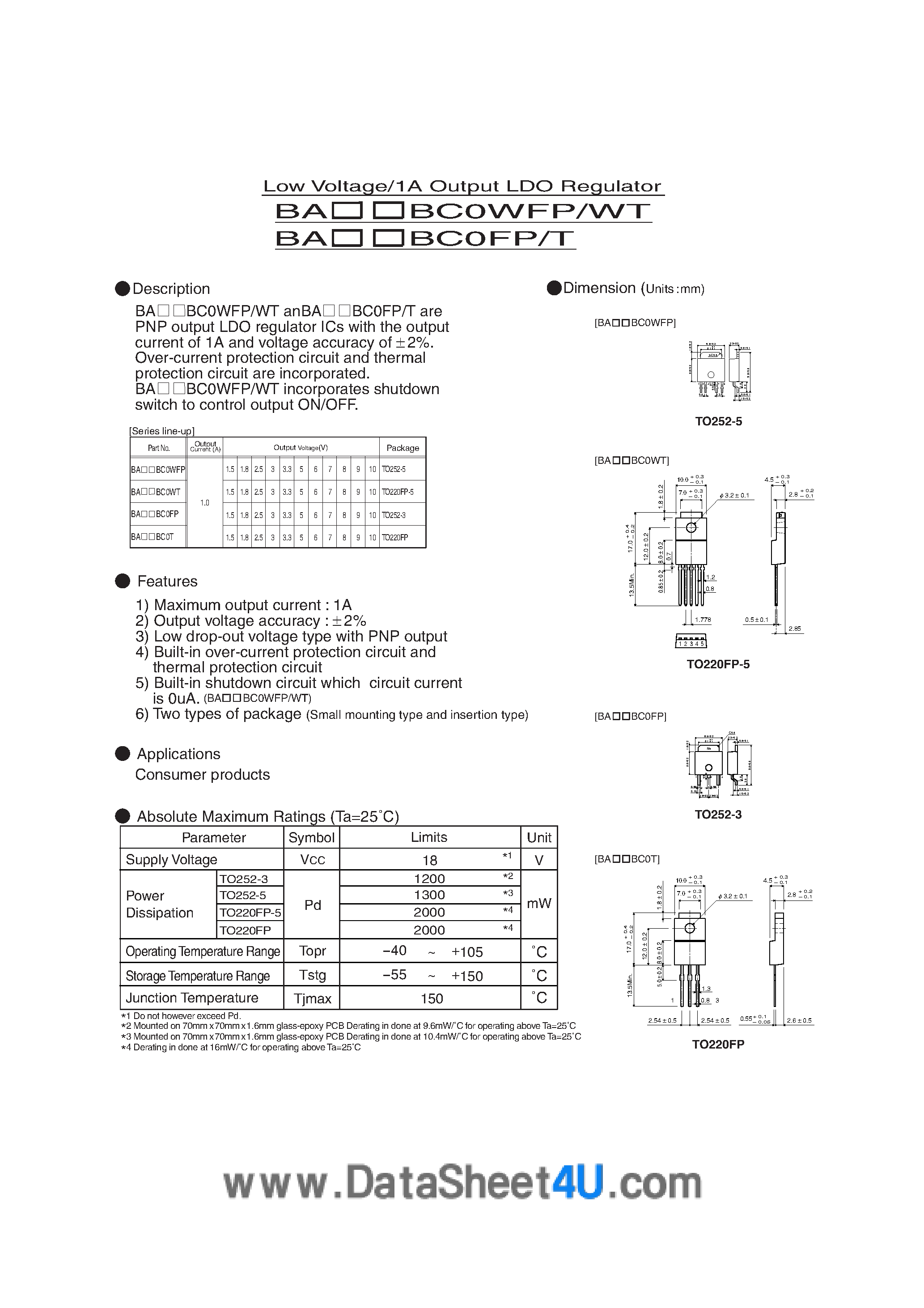 Datasheet BA25BC0FP - Voltage Regulator page 1