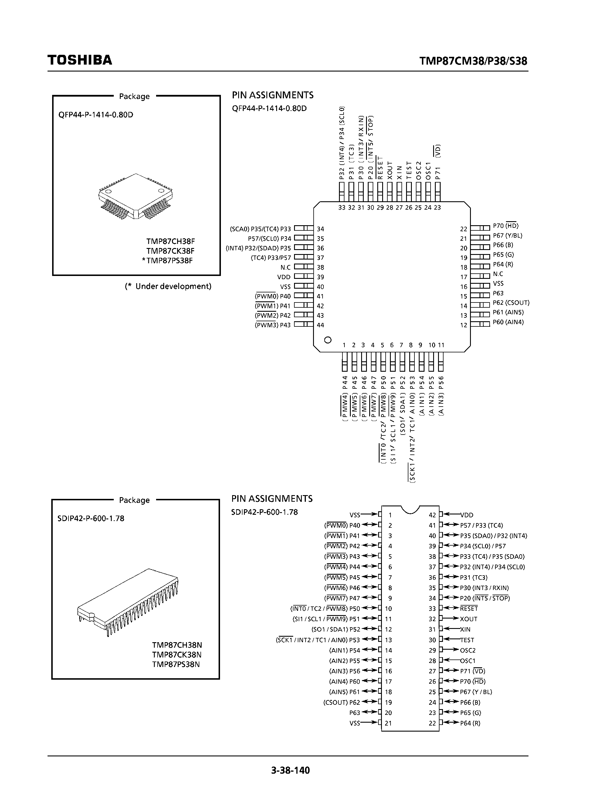 Даташит TMP87CM38N - (TMP87Cx38n/f) CMOS 8-bit Microcontroller страница 2