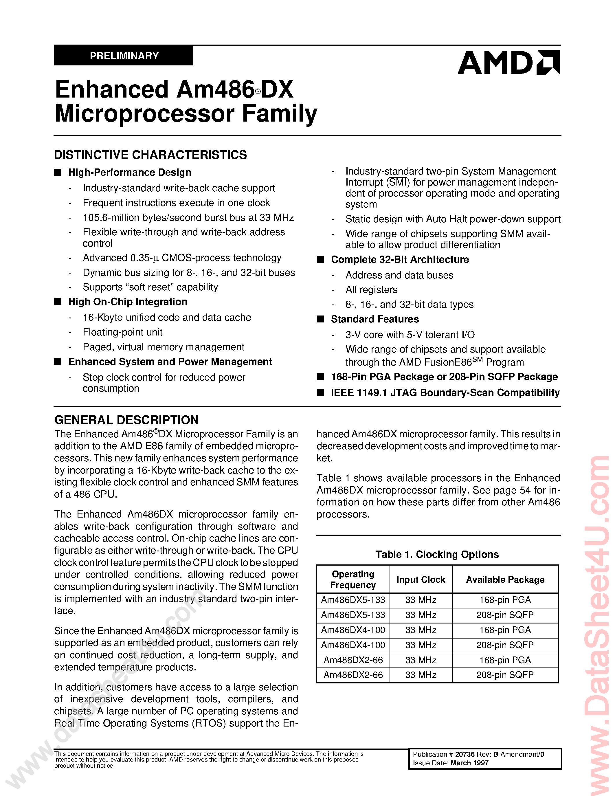 Datasheet AM486DX - Microprocessor page 1