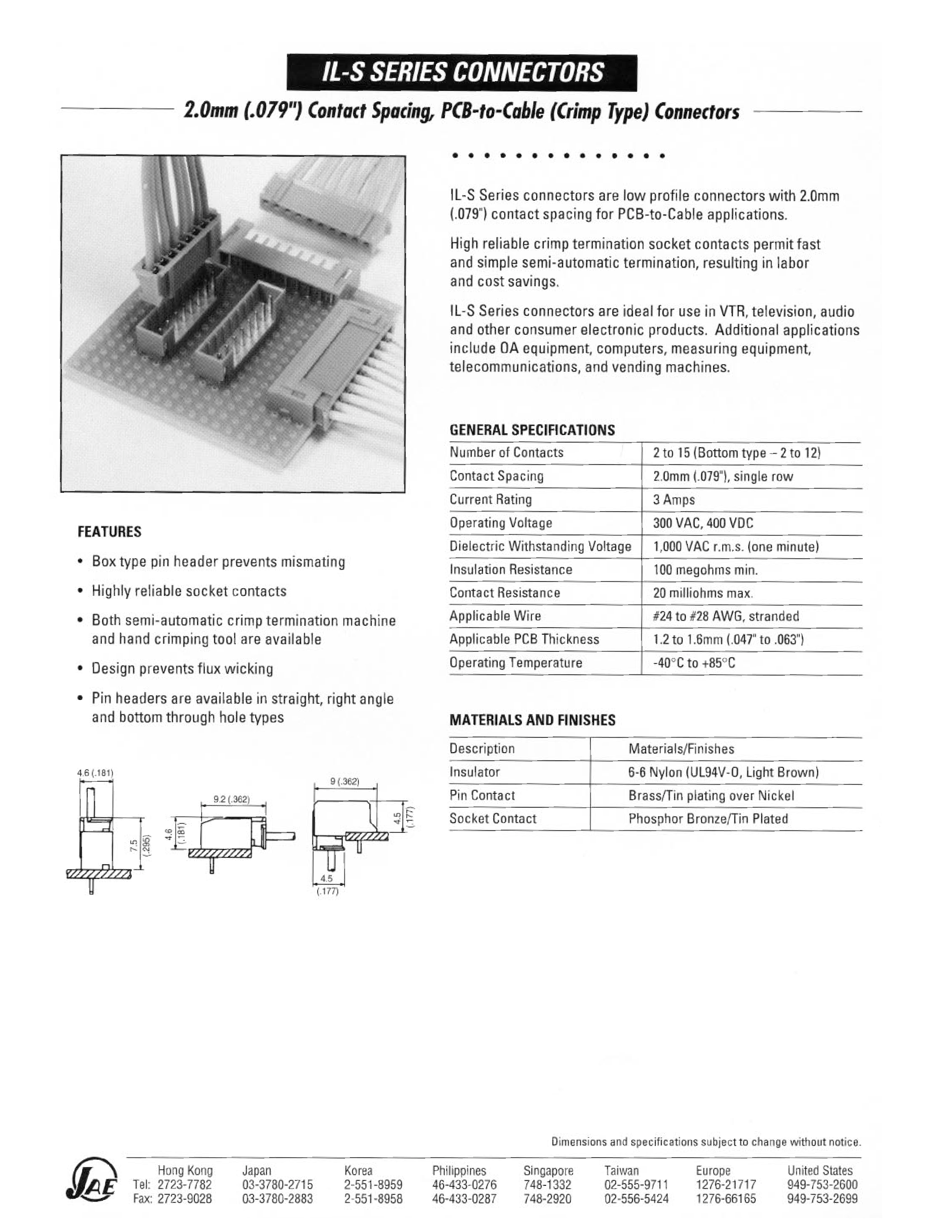 Datasheet IL-S-C2-S-10000 - (IL-S-xxxx Series) CONNECTOR CONTACT page 1