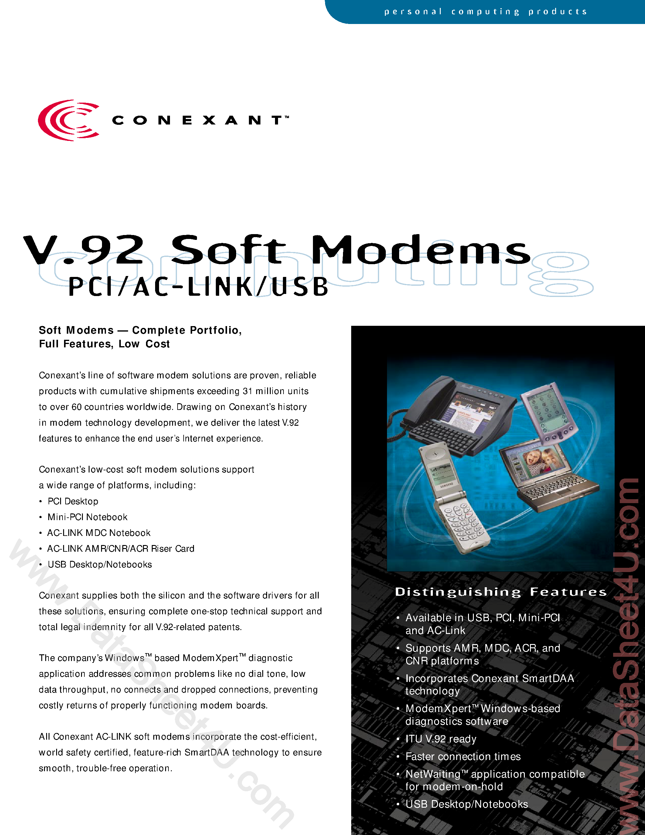 Даташит CX11252 - Hsfi Pci Software Modem Device страница 1
