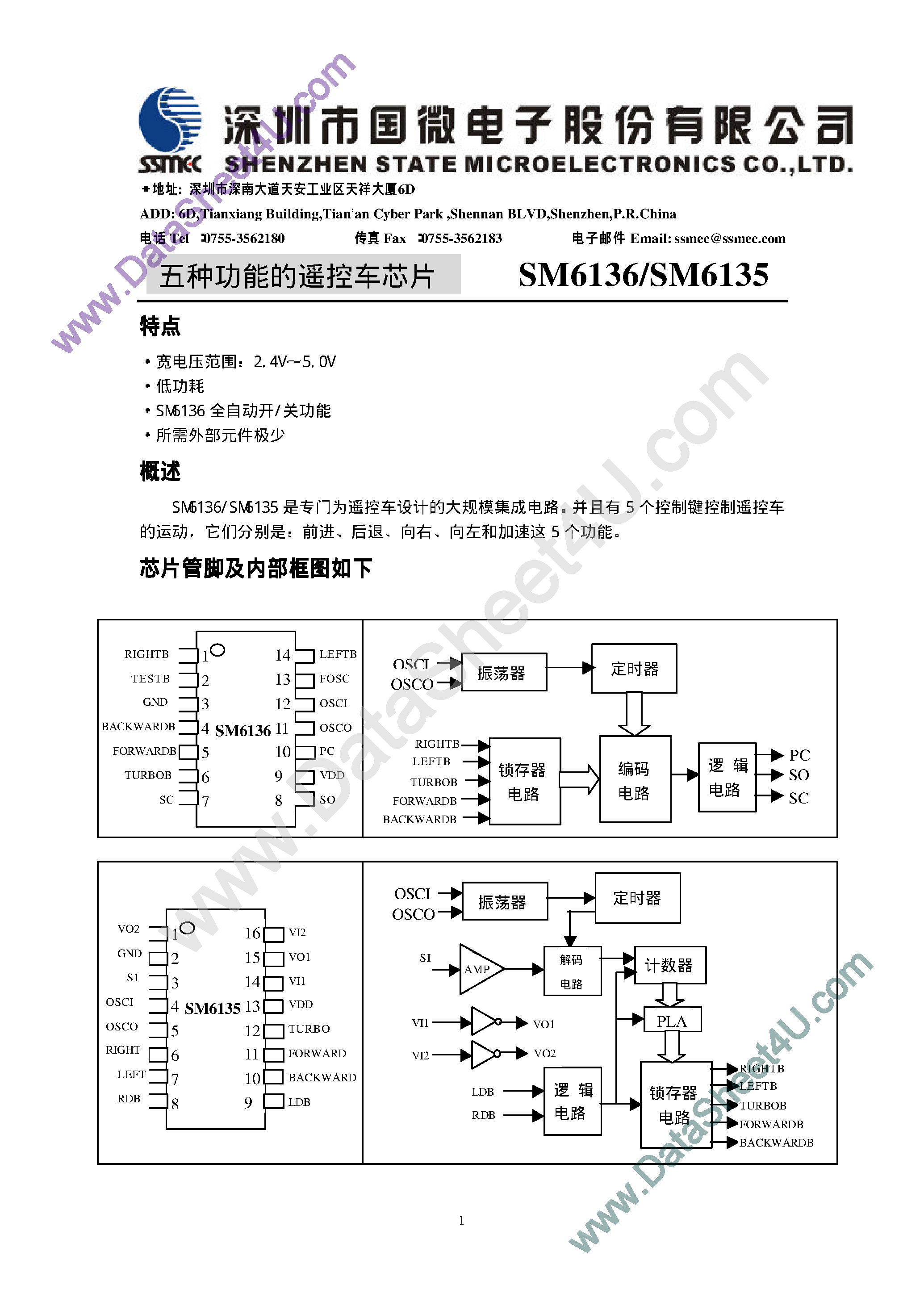 Datasheet SM6135 - (SM6135 / SM6136) SHENZHEN STATE MICROELECTRONICS page 1