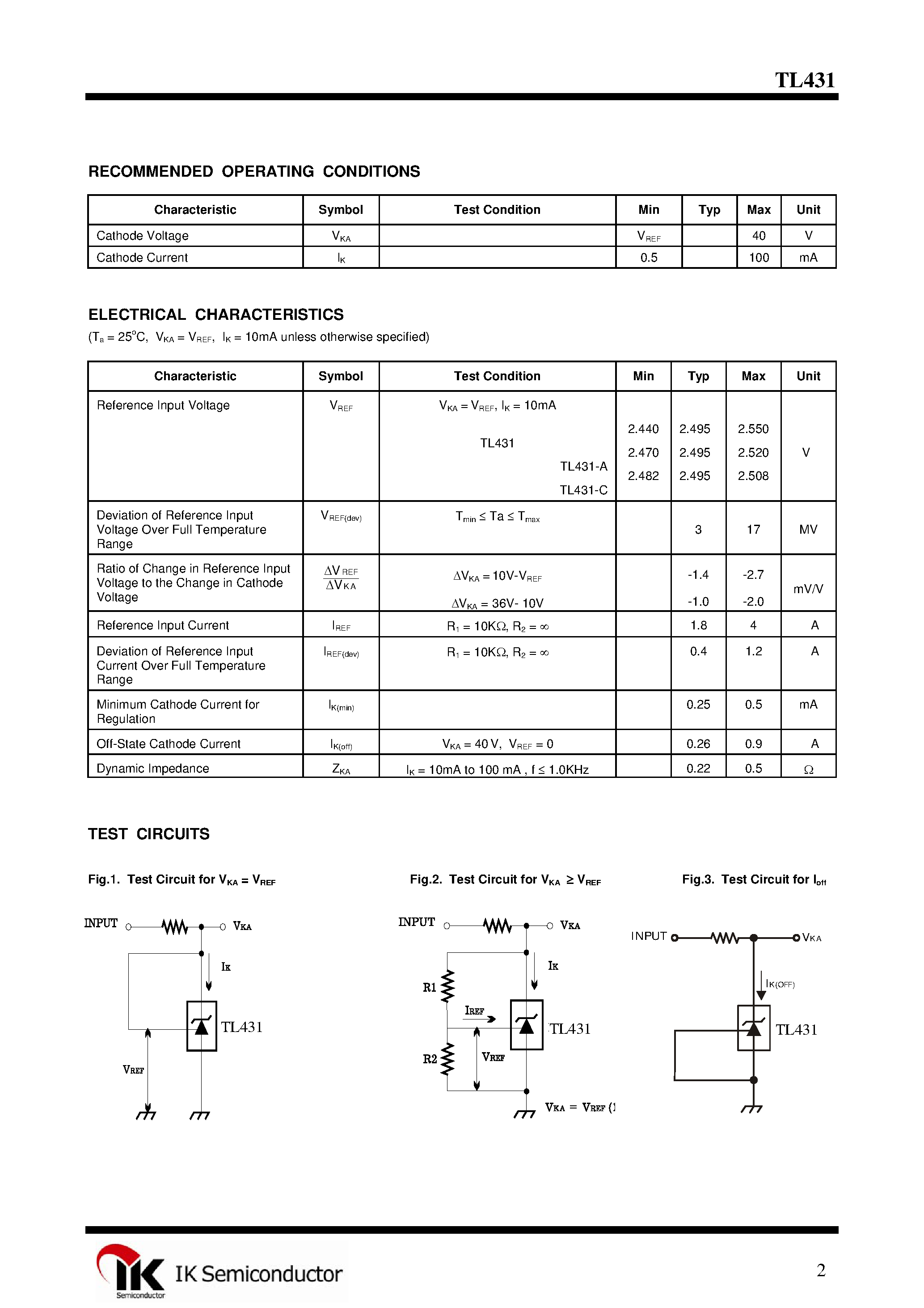 Datasheet TL431 - Programmable precision references page 2