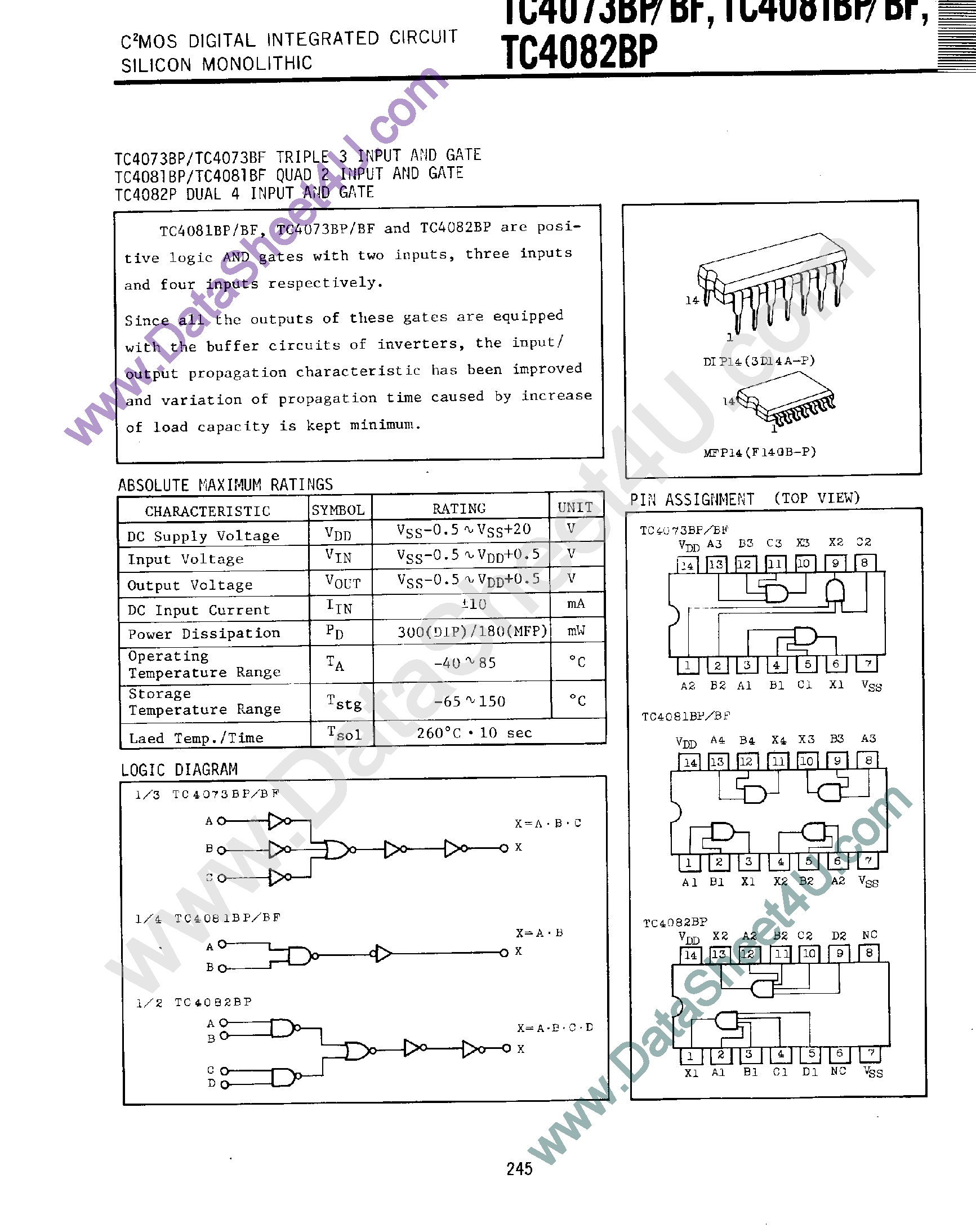 Datasheet TC4073BF - (TC4073 / TC4081 / TC4082) And Gate page 1