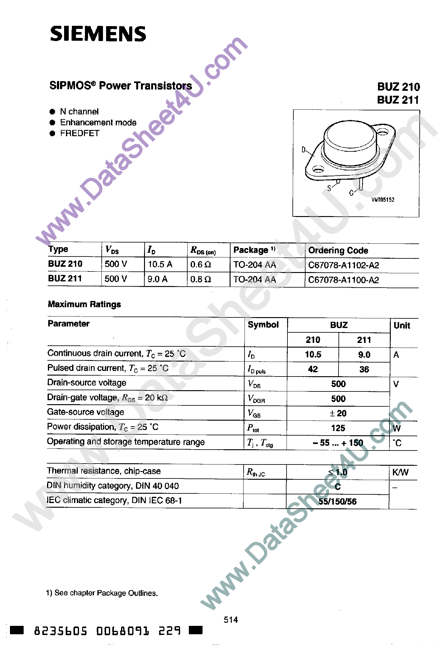 Datasheet BUZ210 - (BUZ210 / BUZ211) Power Transistors page 1