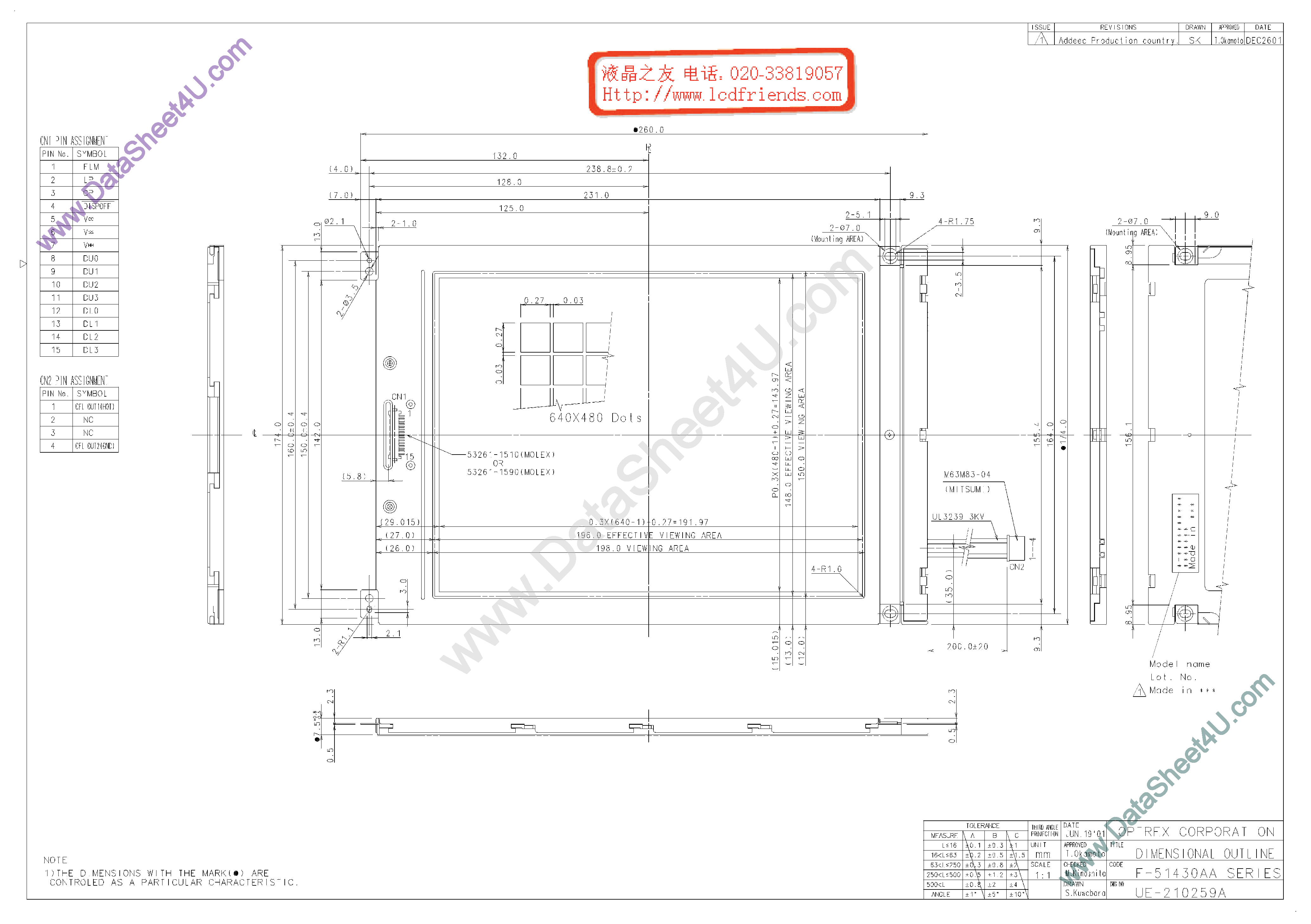Datasheet F-51430AA - LCD_Module page 1