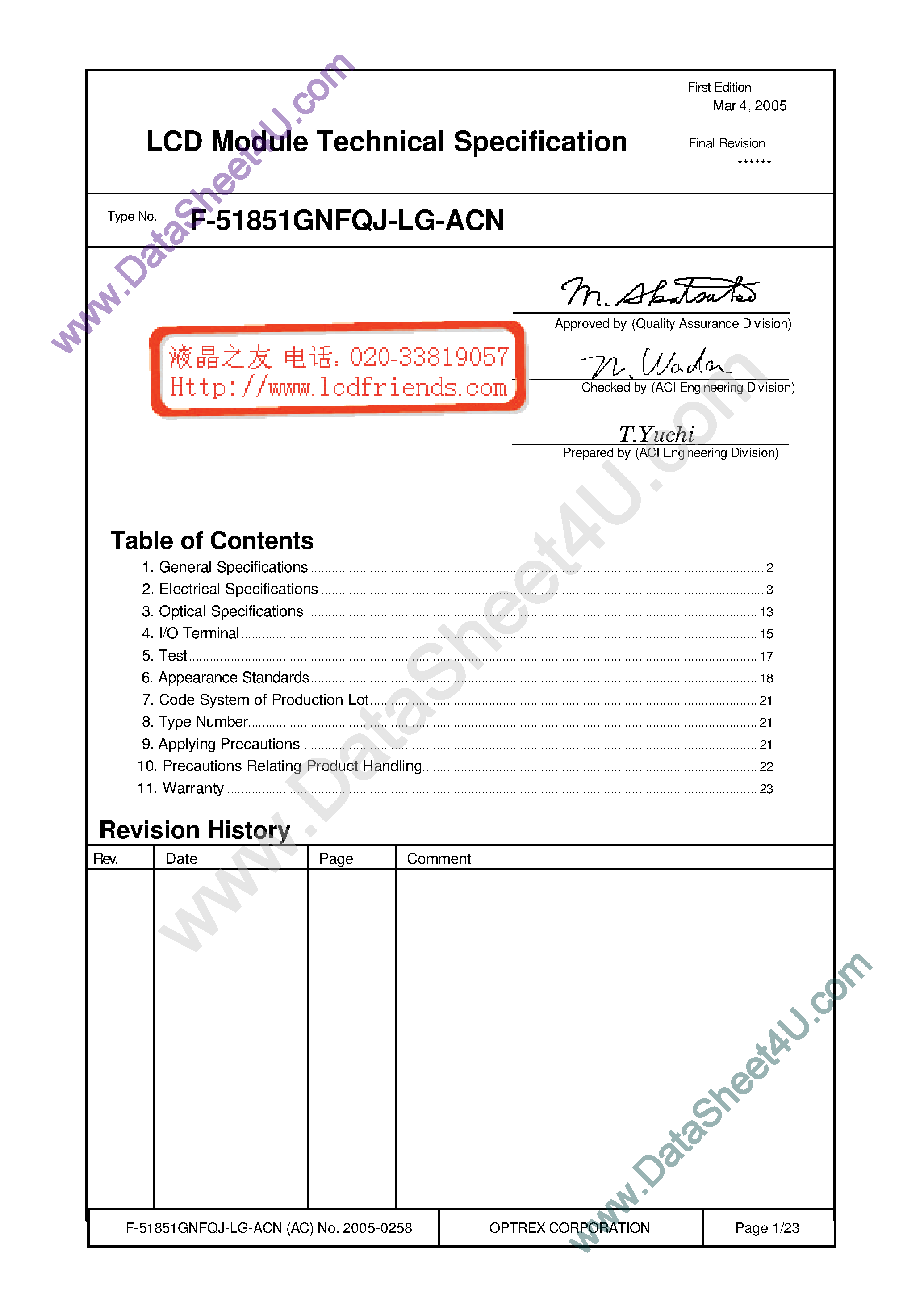 Datasheet F-51851GNFQJ-LG-ACN - LCD_Module page 1