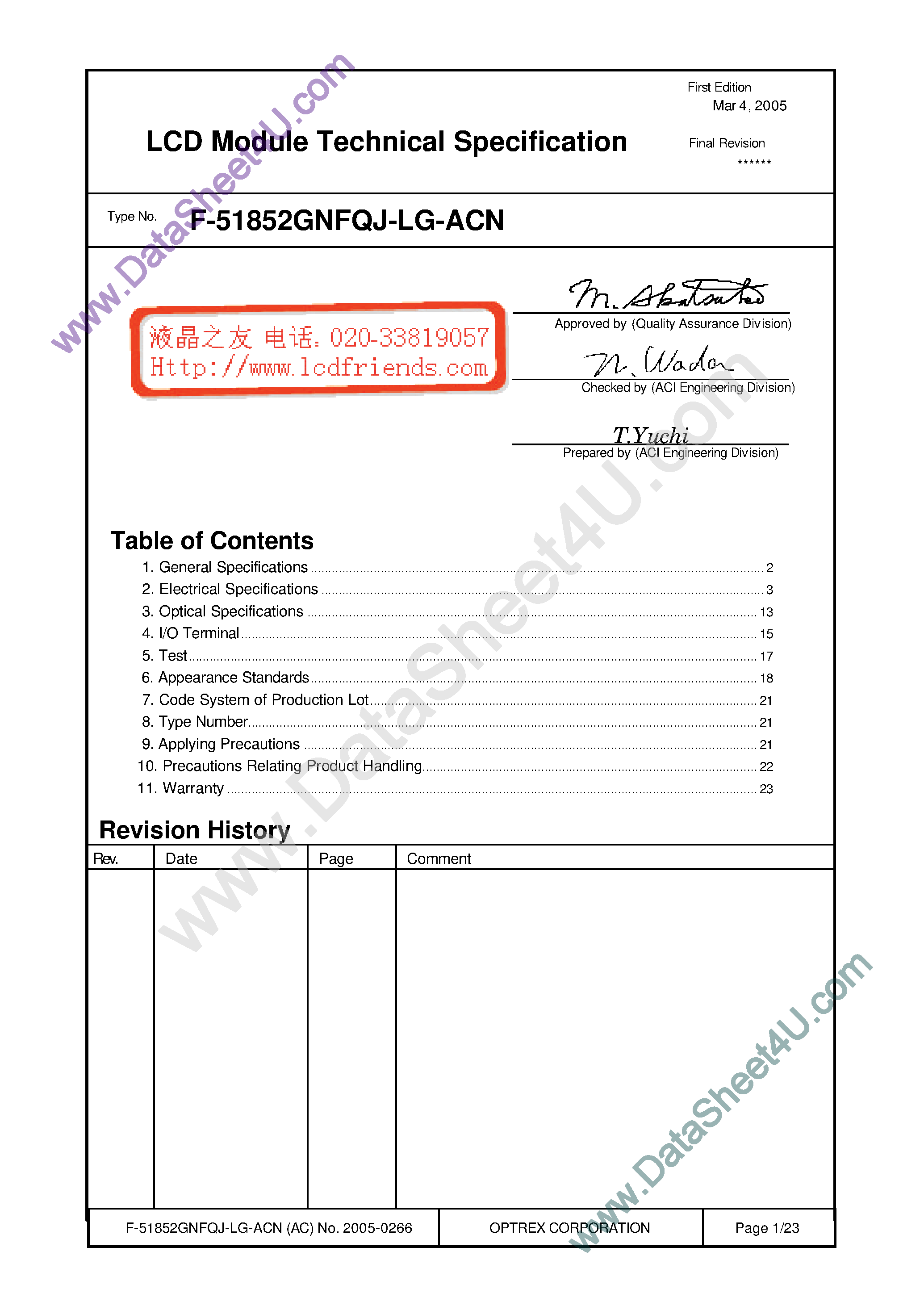 Datasheet F-51852GNFQJ-LG-ACN - LCD_Module page 1
