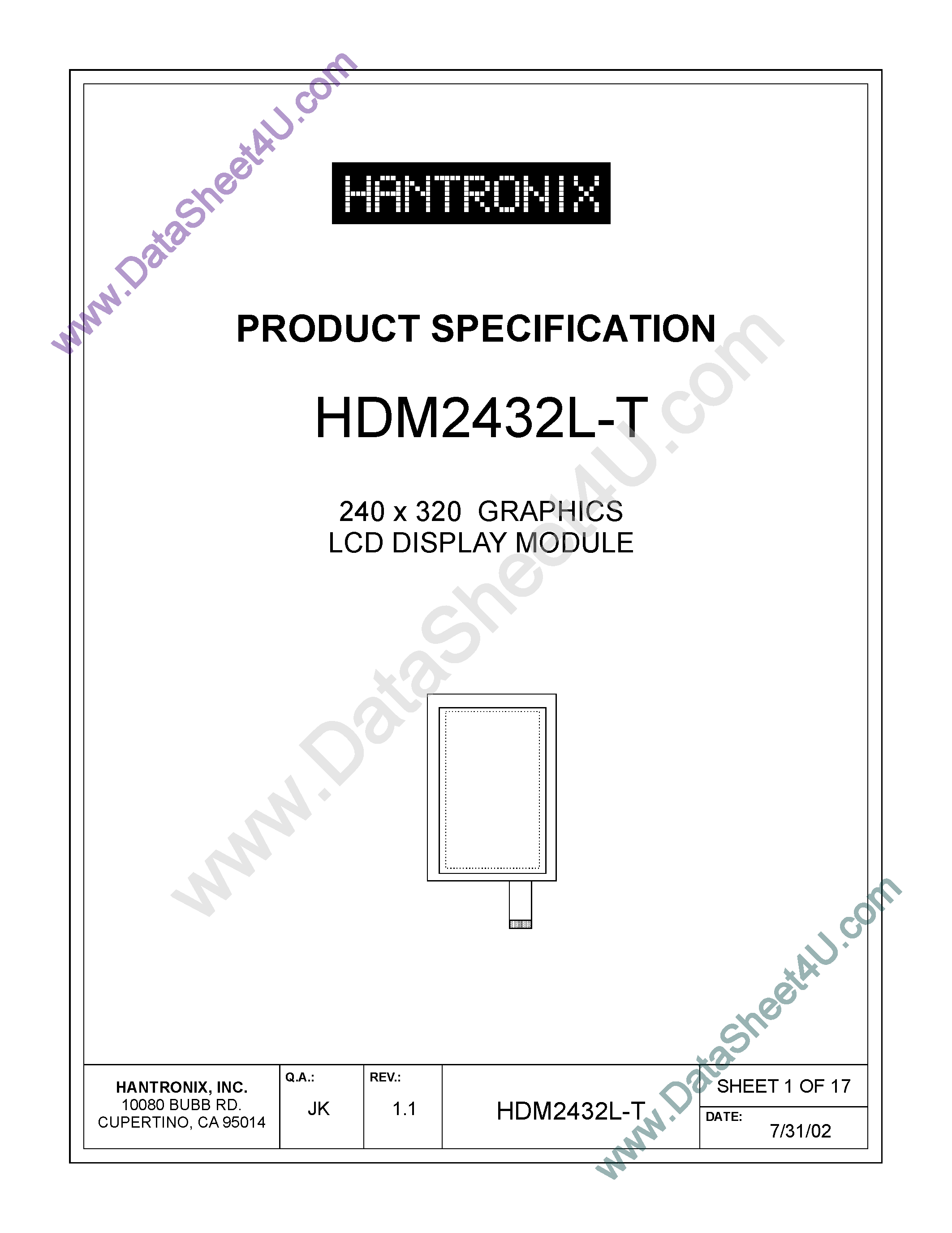 Datasheet HDMs2432l-t H - LCD DISPLAY MODULE page 1