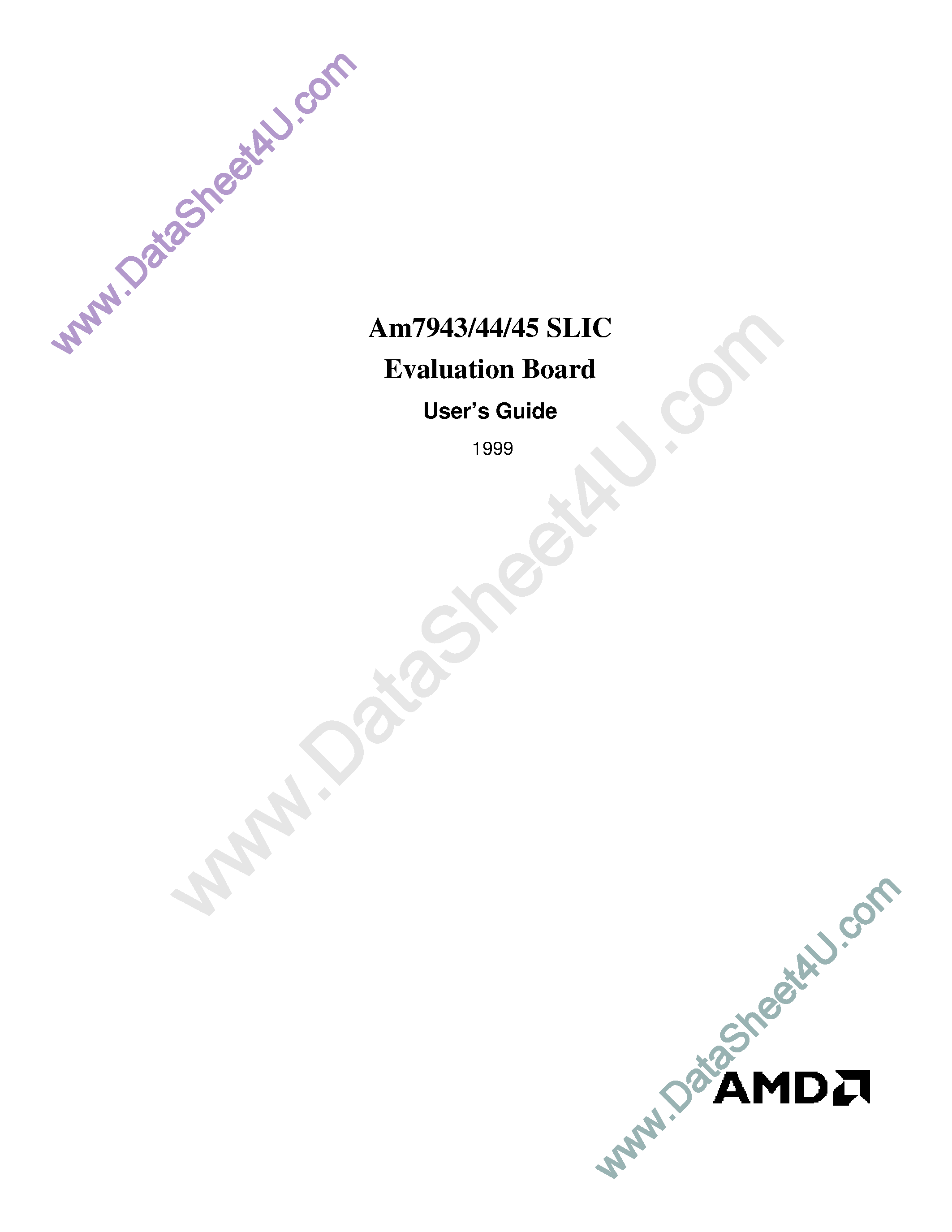 Datasheet AM7945 - (AM7943 - AM7945) SLIC Evaluation Board User Guide page 1