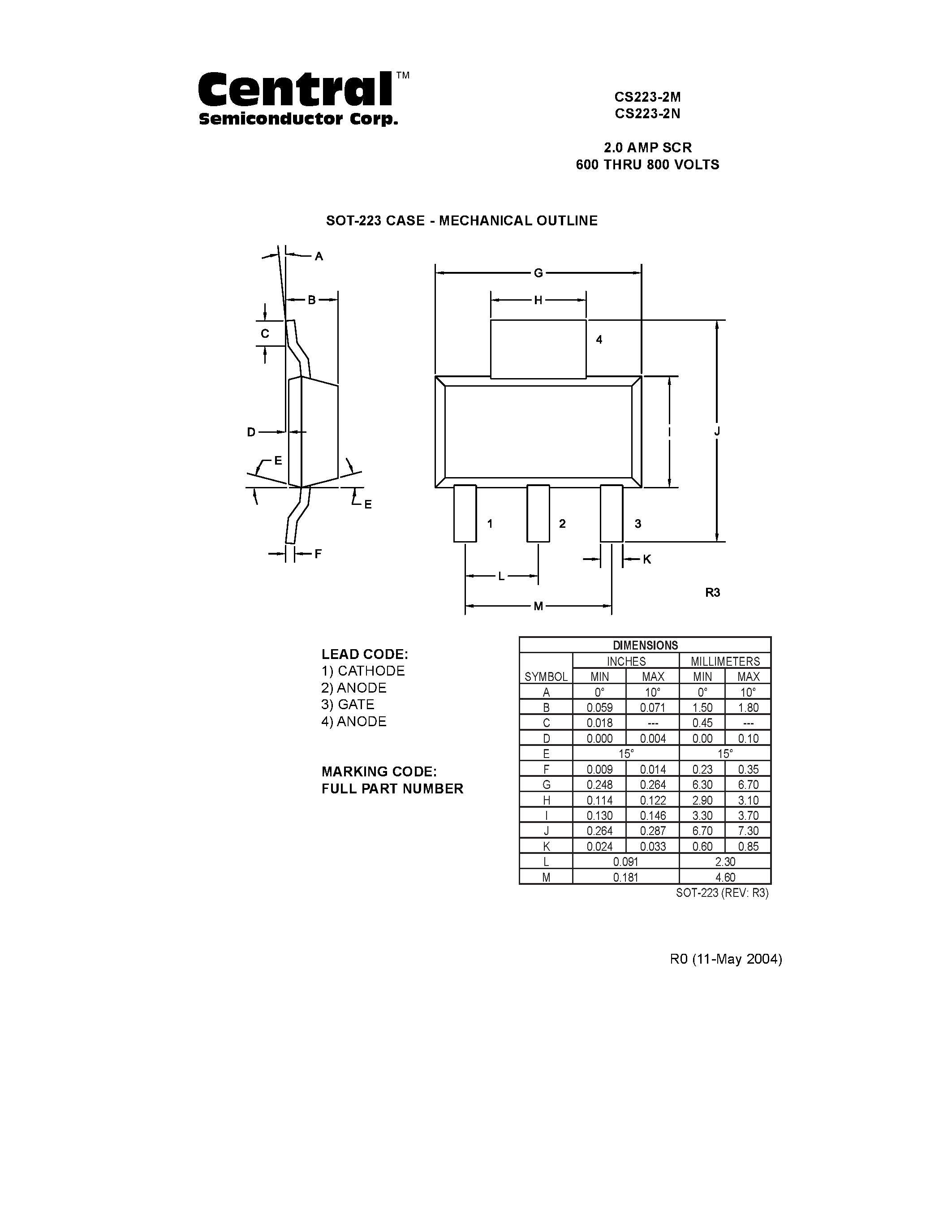 Datasheet CS223-2M - (CS223-2M/N) SILICON CONTROLLED RECTIFIER page 2