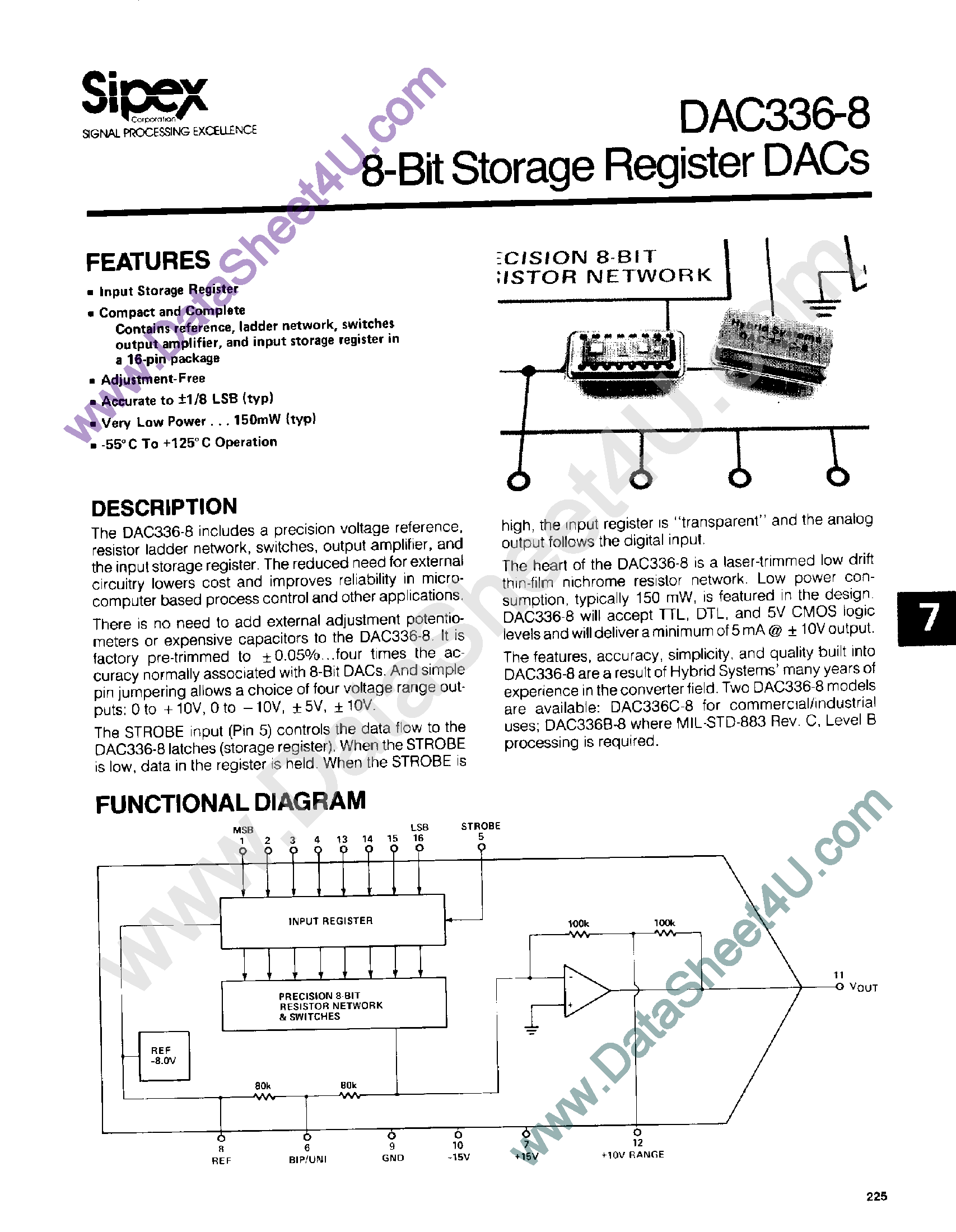 Даташит DAC336-8 - 8-Bit Storage Register DACs страница 1