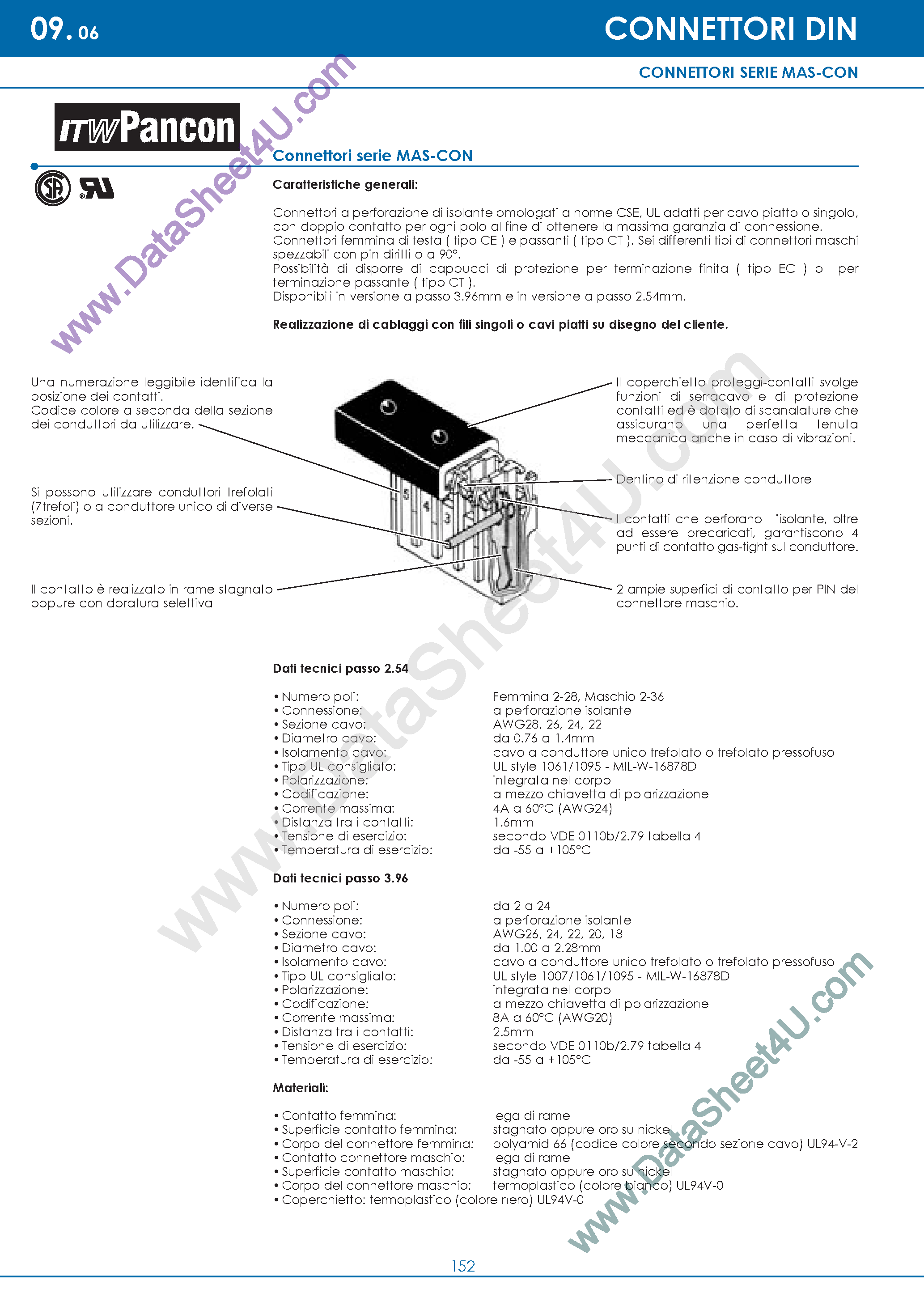 Datasheet MLSS100-6 - (MLSS100-x) Connettori Din page 1