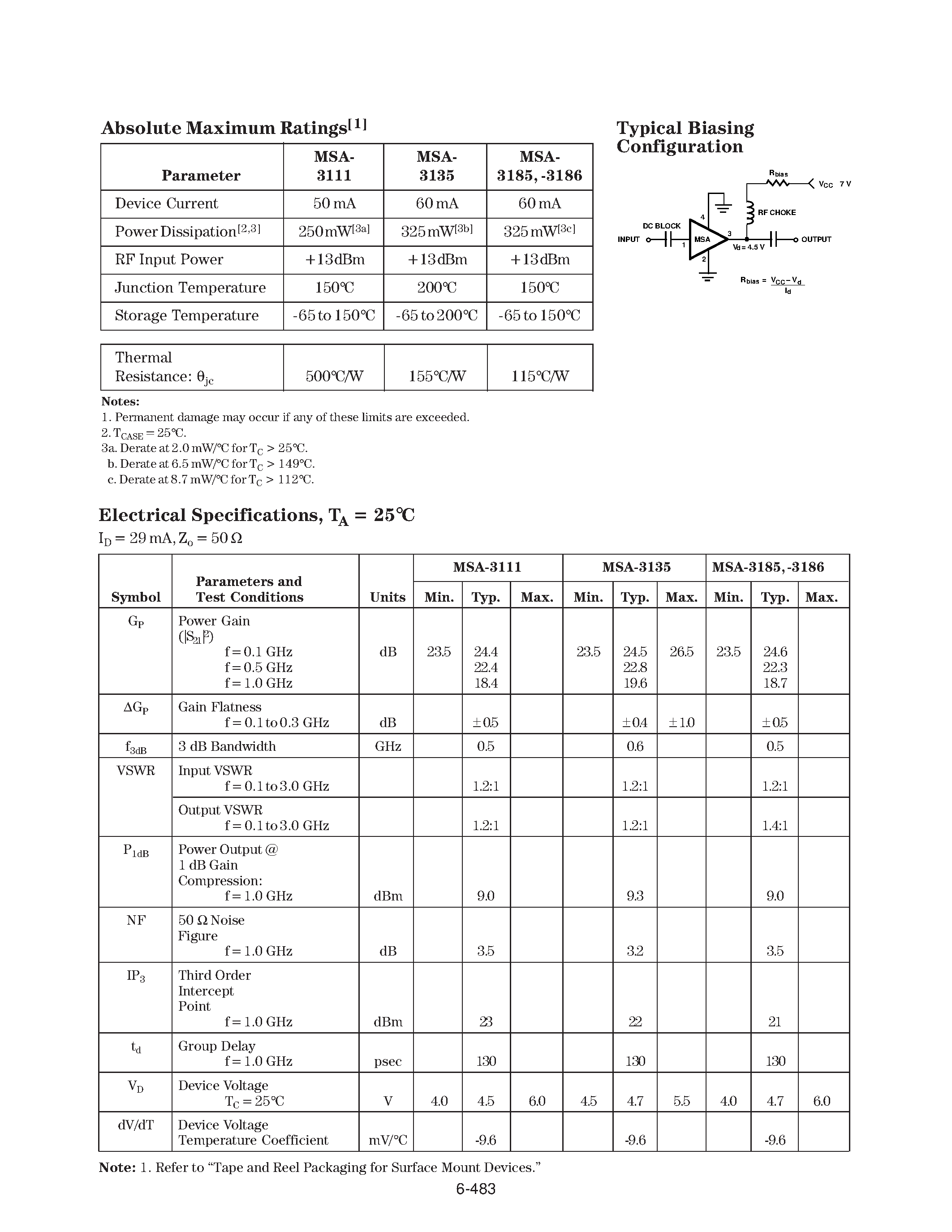 Datasheet MSA-3111 - (MSA-31xx) Cascadable Silicon Bipolar MMIC Amplifier page 2